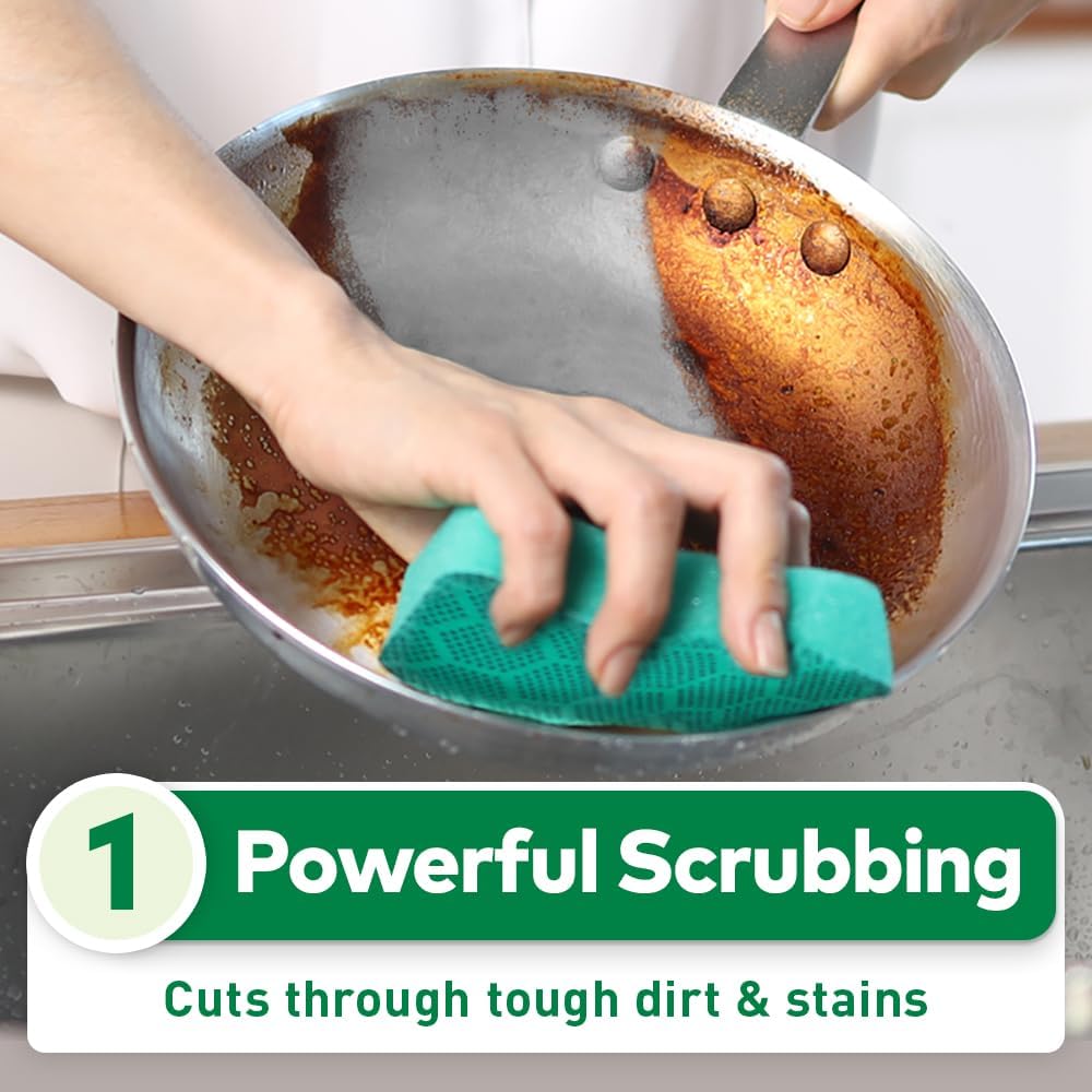 Scotch-Brite Heavy Duty Scrub Dots for Powerful Scrubbing, Suitable for Iron Cast, Stainless Steel & Non-Coated Cookware, Rinses Clean and Stays Odor Free (2 Pieces) image 3