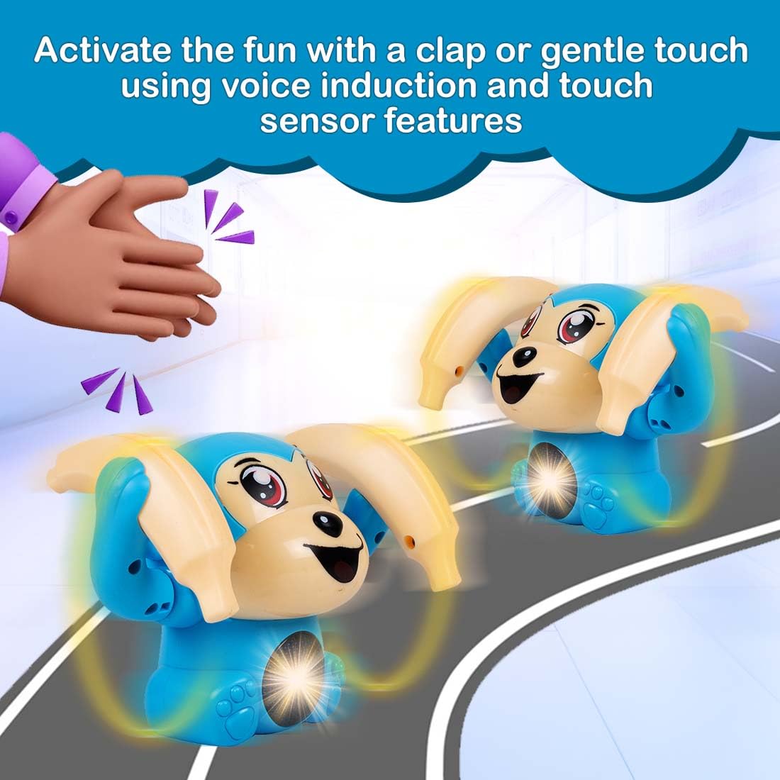 Gooyo GY-2029 Voice Control Banana Dancing Monkey Toy | Spinning, Rolling and Tumbling Toy for Kids with Bright LED Lights & Sound Effects | Blue | 3xAAA Battery (Not Included) image 2