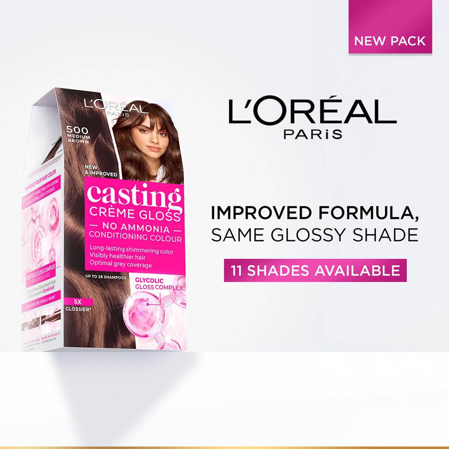 L'Oréal Paris Casting Crème Gloss Hair Color With Glycolic Gloss Complex | 5X Glossier Hair Color | Shade 300 - Darkest Brown | 60g + 40ml + 60g image 2