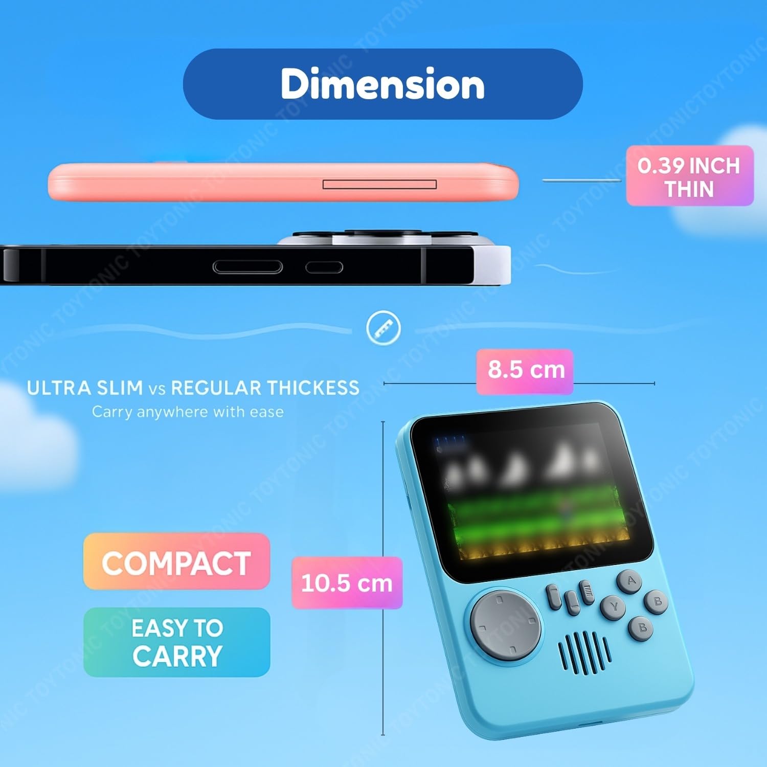 TOYTONIC Retro Handheld Gaming Console for Kids & Adults – 666-In-1 Built-in Classic Video Games – Rechargeable Game Console for Boys 7-14 Years – TV Output – Portable Toy Gift image 4