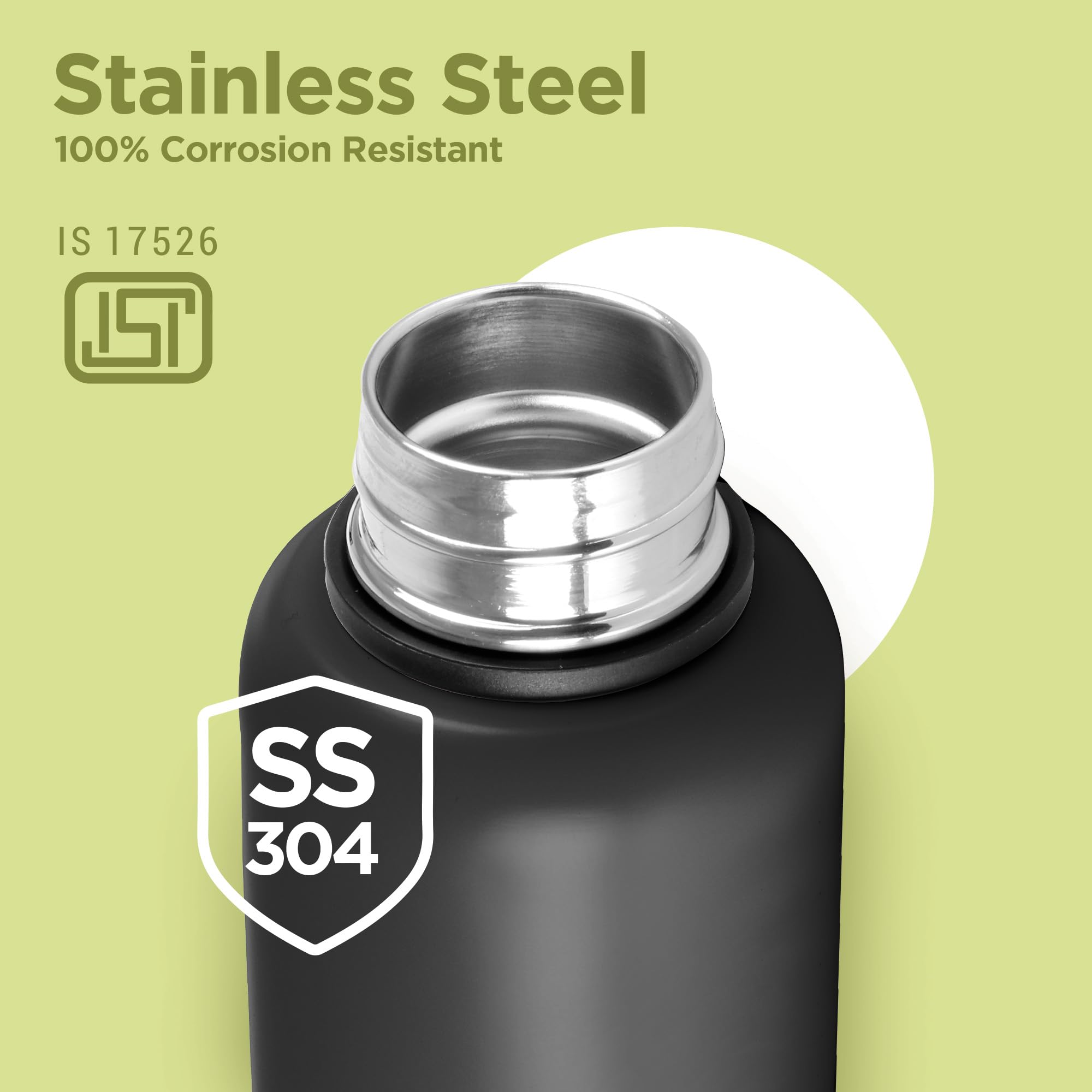 Milton Aura 1000 Thermosteel Water Bottle, 24 Hr Hot and Cold I Leak Proof Lid, ISI Certified I Vacuum Insulated I for Office, Gym, School I Black image 3