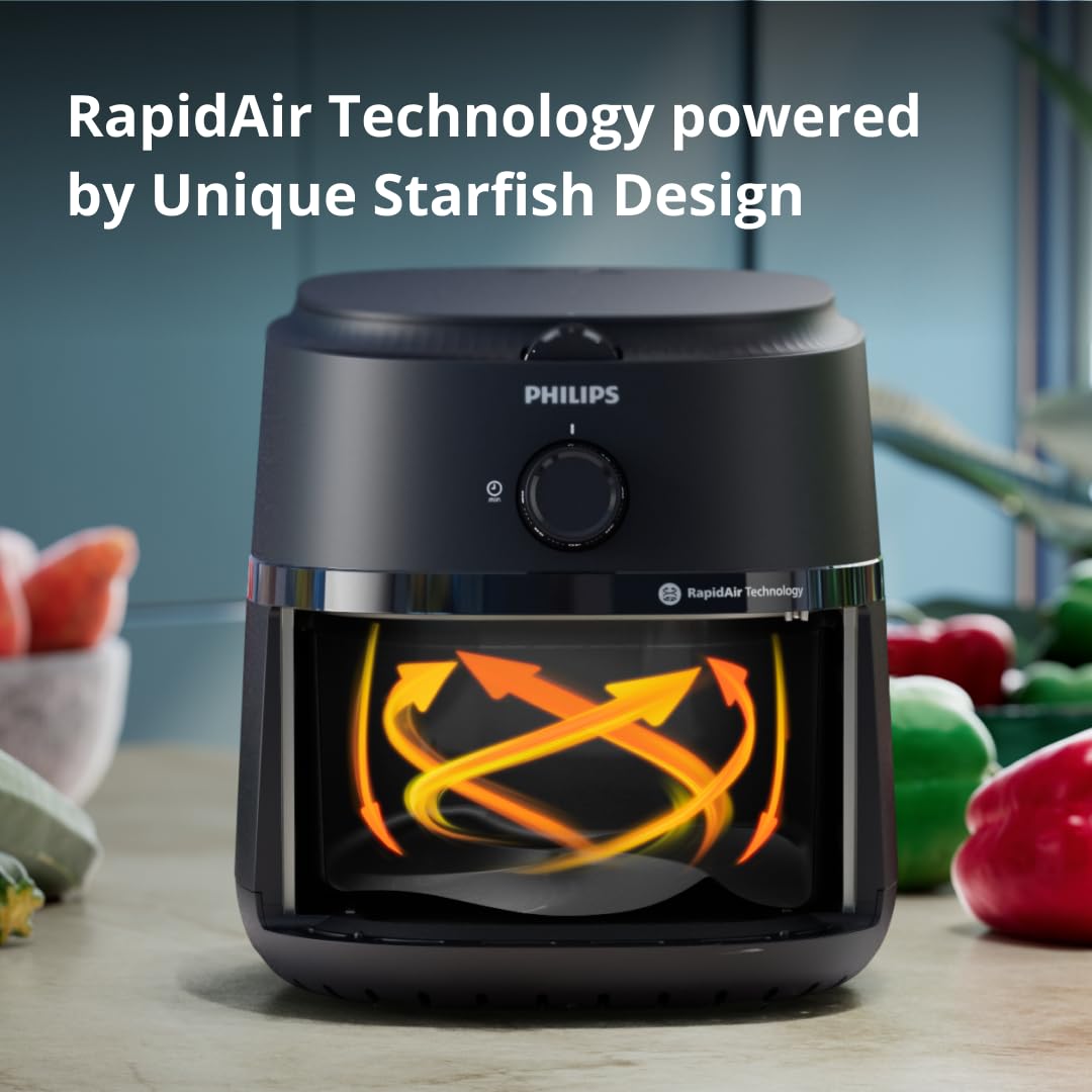 PHILIPS Air Fryer NA120/00, 4.2 Litre, Large | uses up to 90% less fat, with Rapid Air Technology image 3