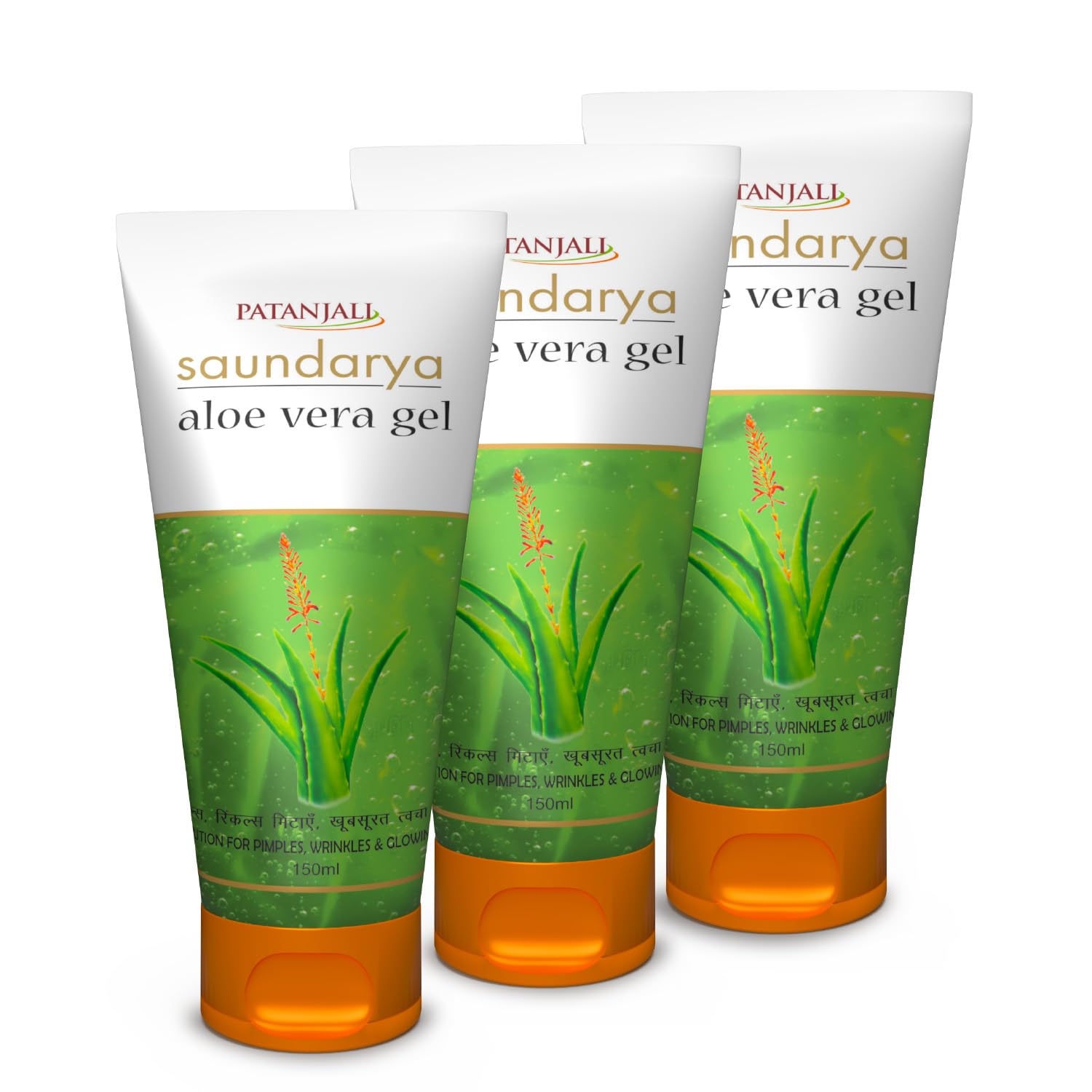 Patanjali Saundarya Aloe Vera Gel, for kin Hydration and Nourishment with Natural Aloe Vera Extract 150ml (Pack of 3)