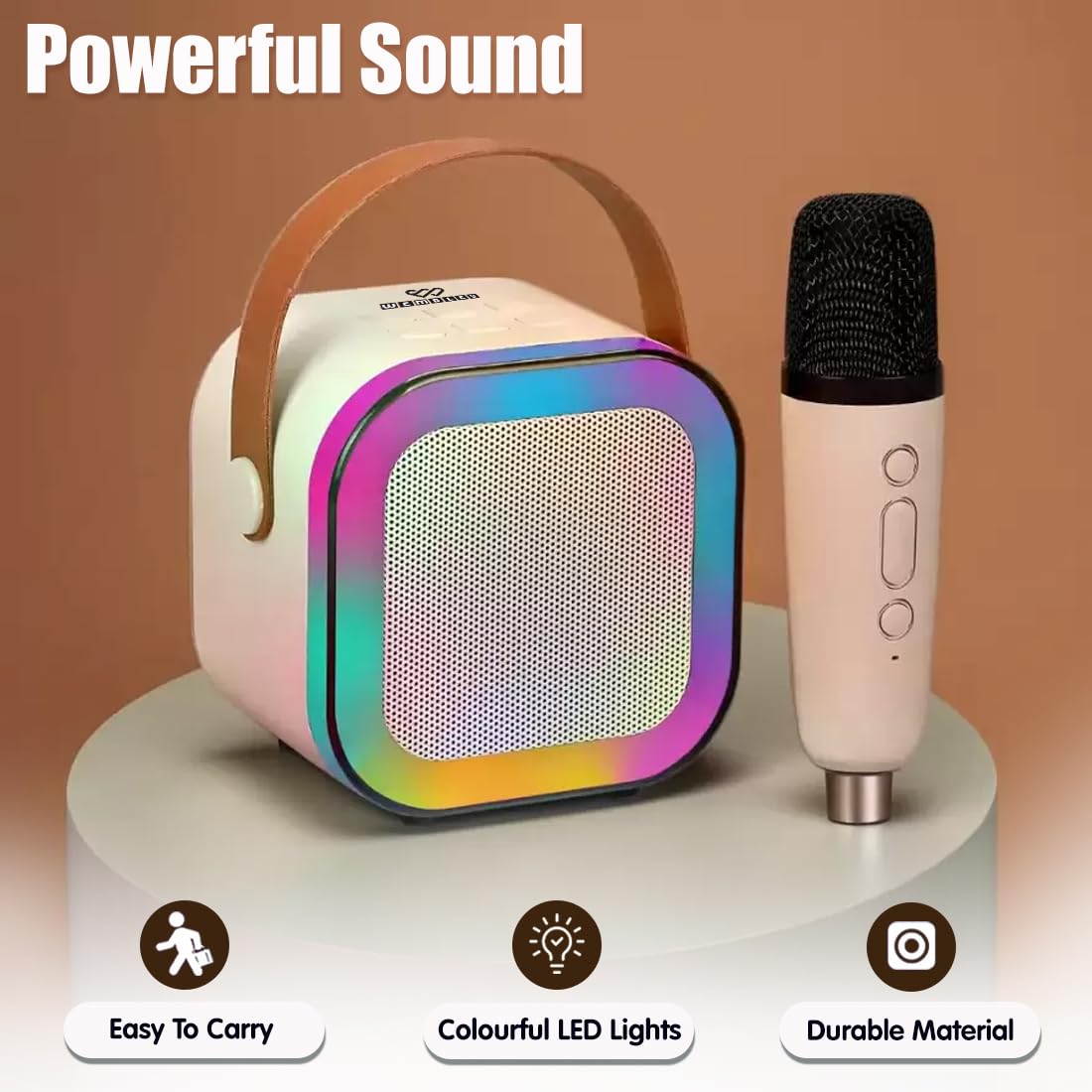 Wembley Rechargeable Karaoke Mic with Speaker for Singing | Wireless Mini Portable Bluetooth Speaker with Microphone & LED Lights | Cute Birthday Gift for Kids Musical Toys for Boys, Girls and Adults image 5