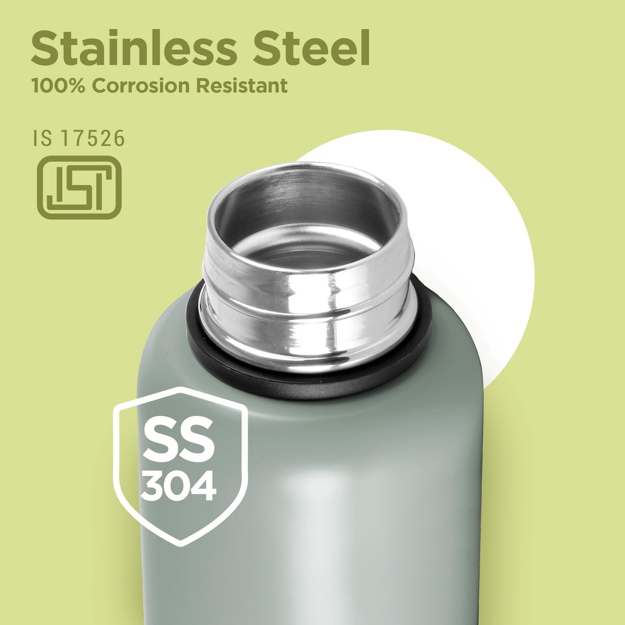 Milton Aura 1000 Thermosteel Water Bottle, 24 Hr Hot and Cold I Leak Proof Lid, ISI Certified I Vacuum Insulated I for Office, Gym, School I Grey image 3