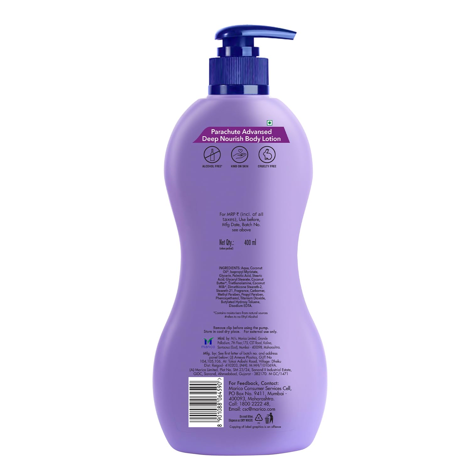 Parachute Advansed Deep Nourish Body Lotion for Women & Men, Dry Skin, 400ml | Pure Coconut Milk, 100% Natural, 72h Moisturisation image 2