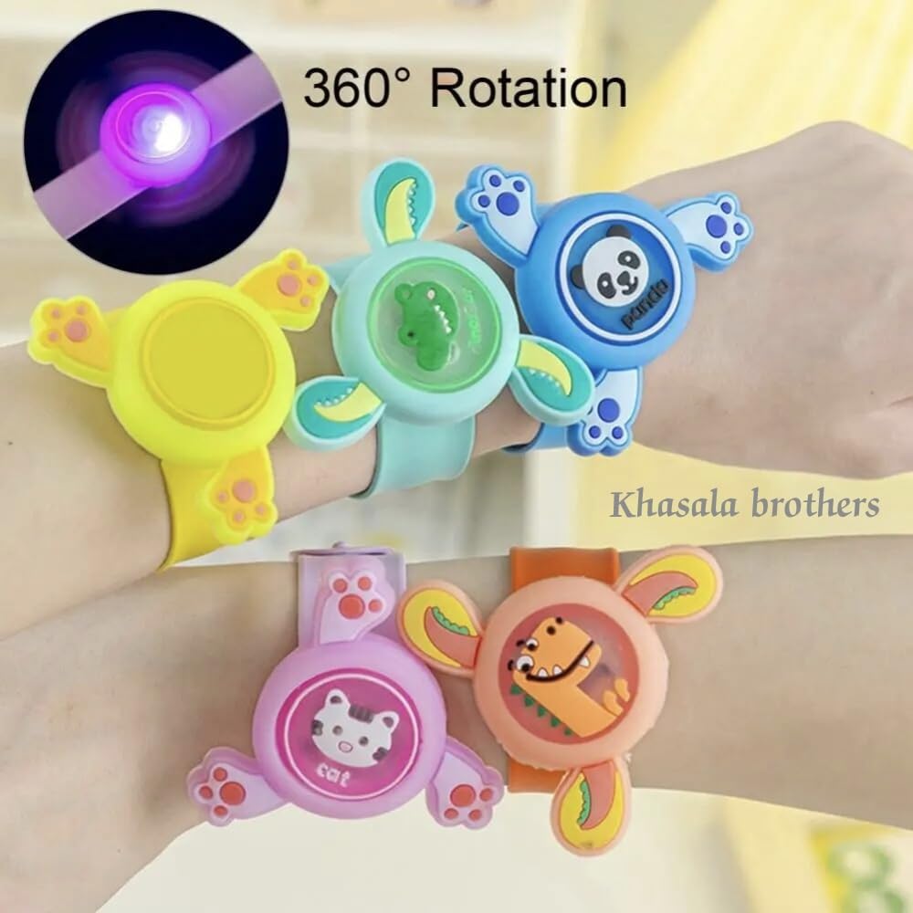 Khasala Brothers® Cartoon LED Light Kids Rakhi Toy Boy Girl, Slap Band Cartoon Wrist Band with LED Light Up Great Birthday Gift Toys for Kids (Assorted Color and Model)