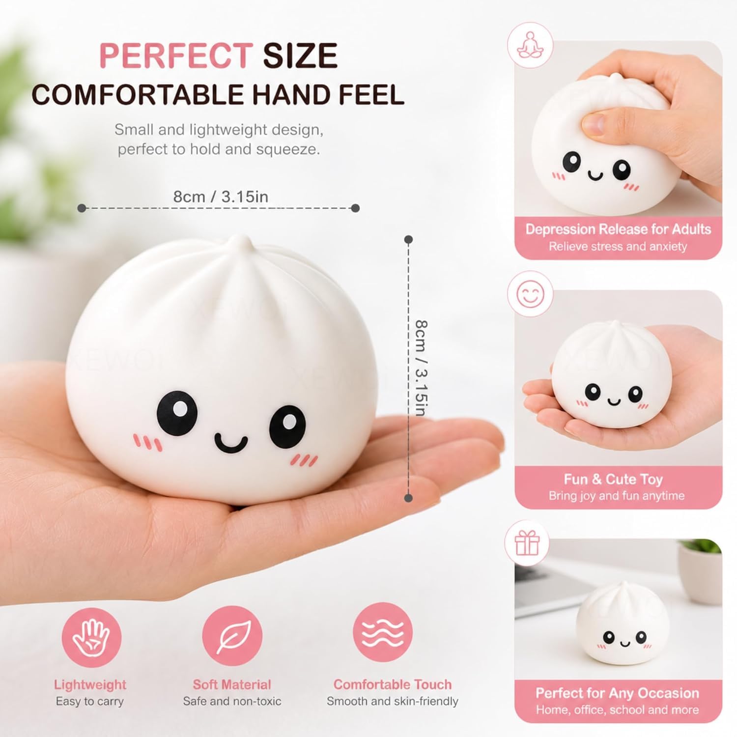 Dumpling Squishy Mystery Box | Cute Big Squishy Dumpling Stress Ball | Fidget Sensory Toy for Adults Anxiety Relief Cute Big Squishy Dumpling Stress Ball Squishy Dumpling Squishy Stress Relief image 2