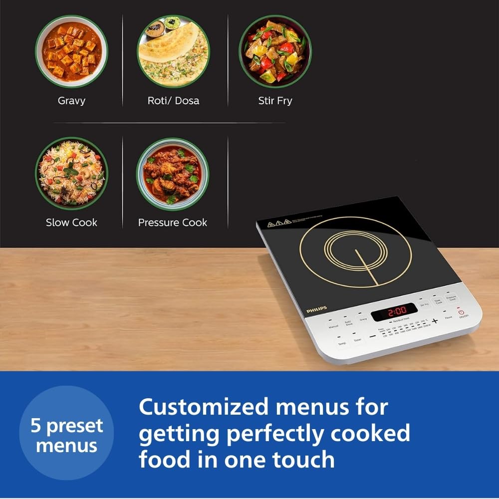 Philips Viva Collection HD4928/01 Induction Cooktop, Black image 2