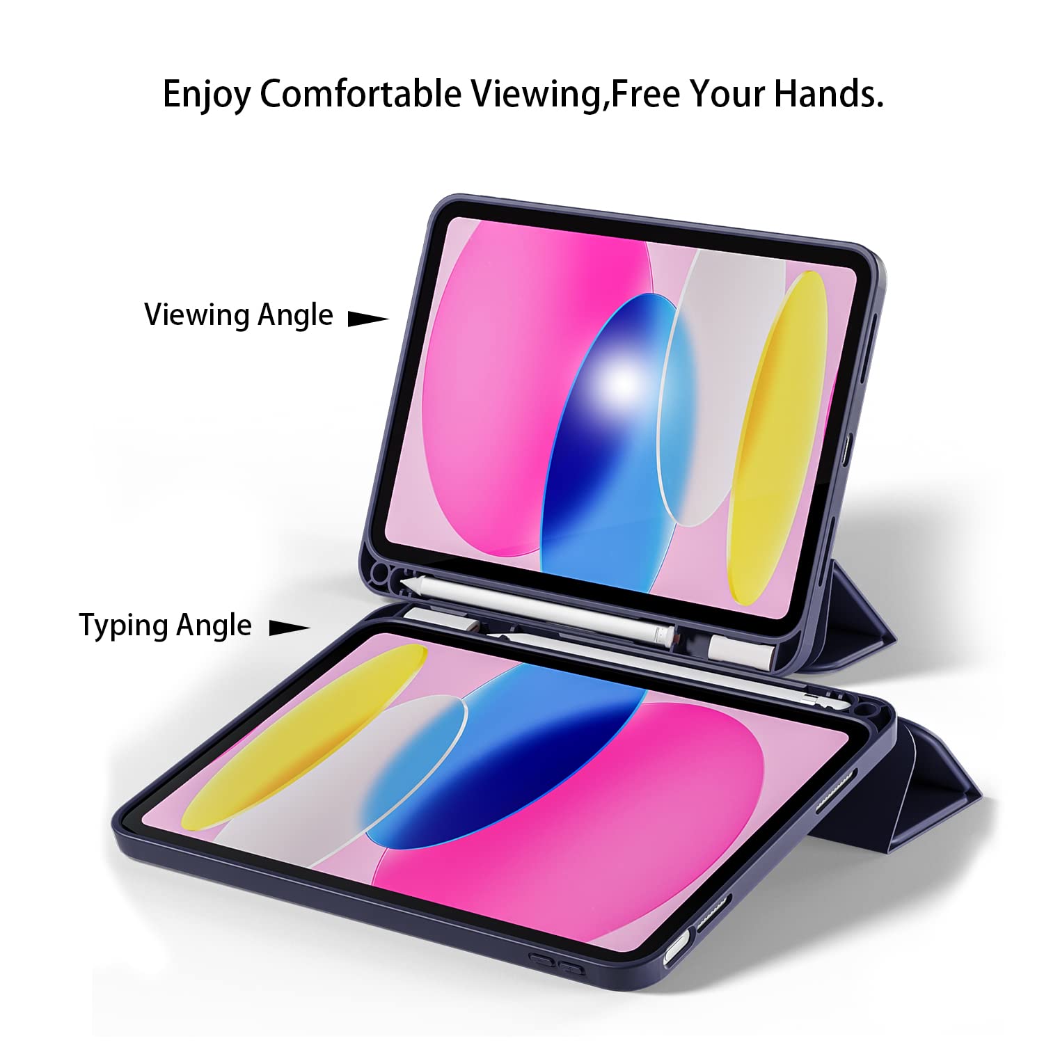 ProElite Smart Case for iPad (A16) 11th/10th Generation (2025/2022) [Auto Sleep/Wake Cover] [Pencil Holder] [Soft Flexible Case] Recoil Series for Apple iPad 10th/11th Gen - Dark Blue image 4