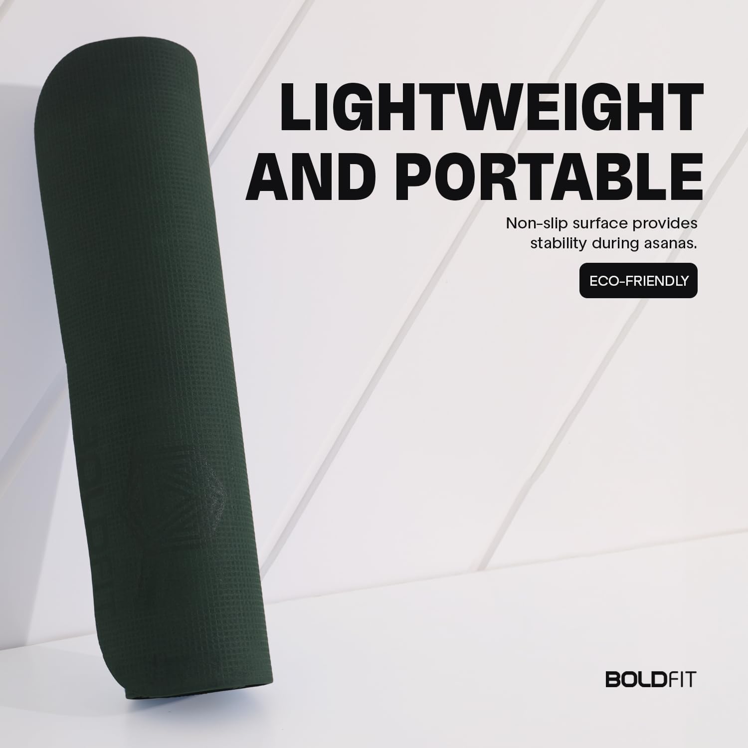 Boldfit Yoga Mats For Women and Men Exercise For Home Workout Gym Anti Slip EVA Material Yoga Mat 4Mm For Kids Gym Mats - Green image 3