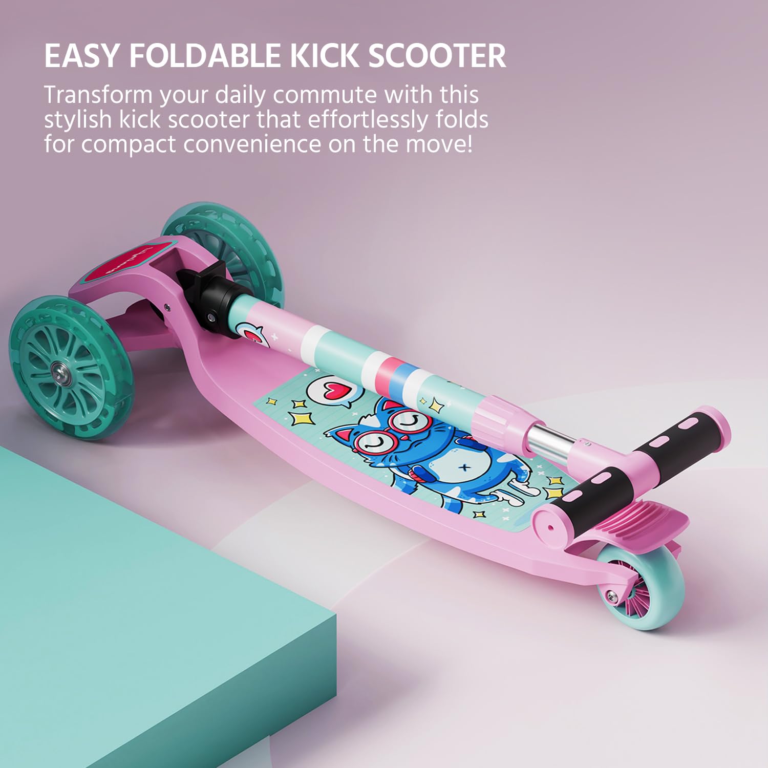 Lifelong Scooter for Kids 3+ Years - Foldable Kids with PVC Wheels & Adjustable Height - Kick Capacity 50kg- Baby Toys for 3+ Year Old boy & Girl - Skate (LLKS18) image 4