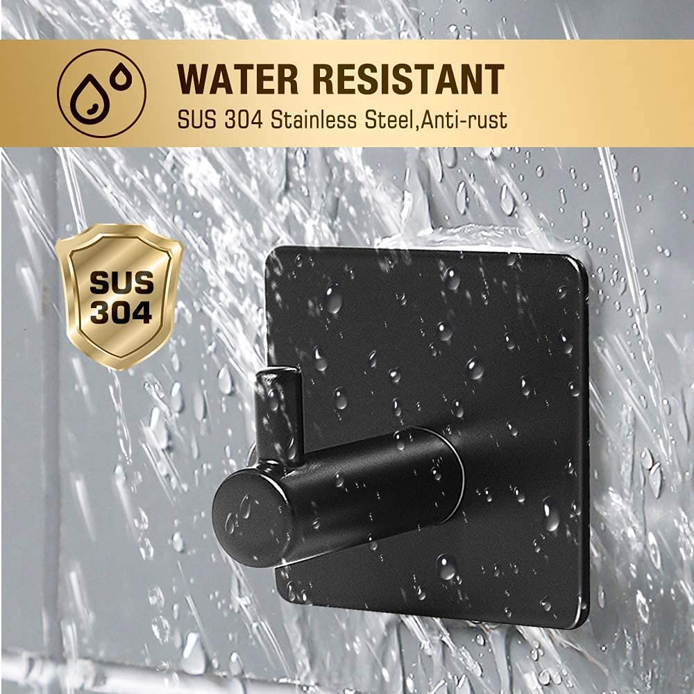 Jialto Adhesive Hooks Heavy Duty Stick on Wall Towel Hooks Door Hooks Waterproof Stainless Steel Adhesive Holders for Hanging Clothes Bathroom 4 Pack image 4