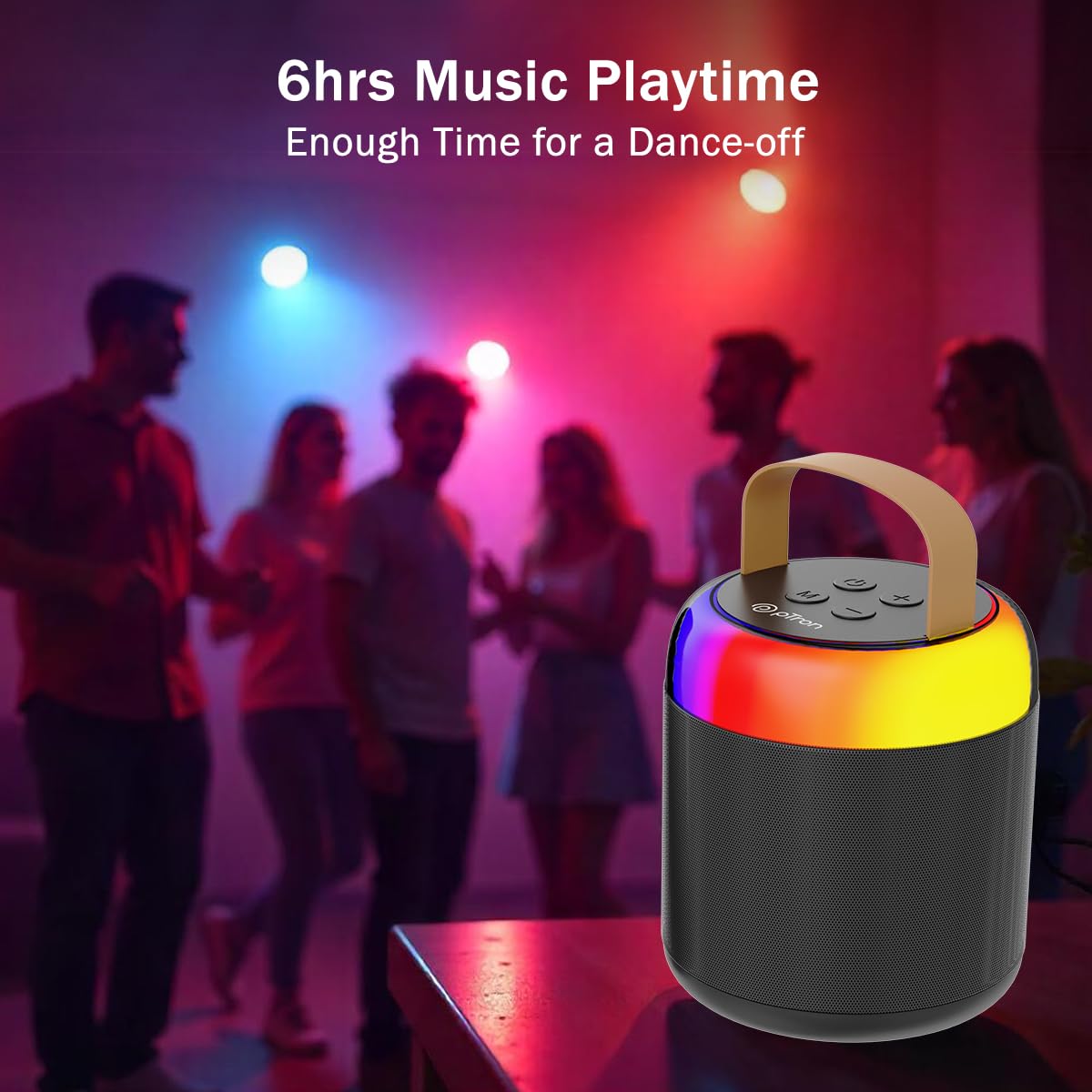 pTron Newly Launched Fusion Bliss 16W Bluetooth Speaker with Wireless Karaoke Mic, 6Hrs Playtime, Vibrant RGB Lights, Voice Effects, Multi-Play Modes BT5.3/TF Card & Type-C Charging Port (Black) image 5