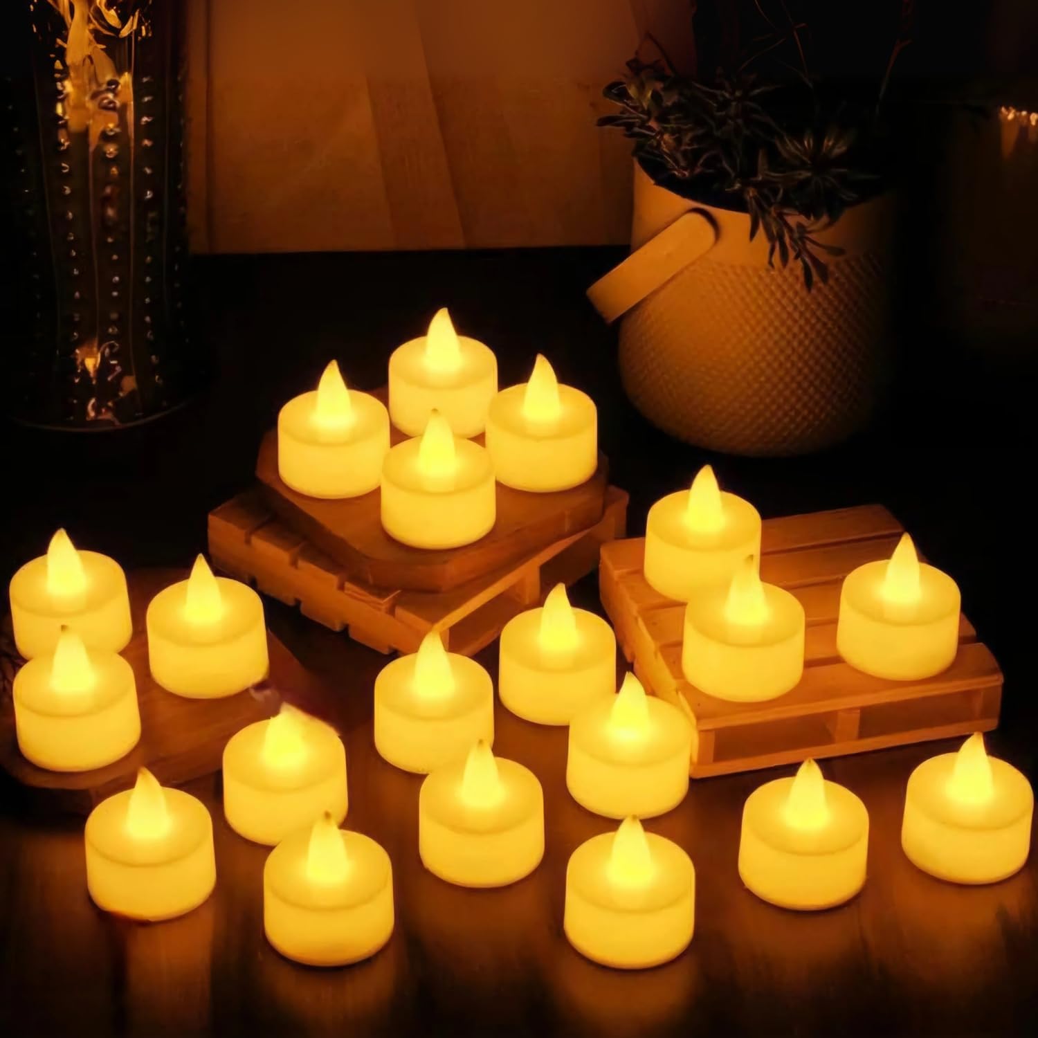 VERVENIX (Pack of 24 LED Tea Light Candles – Battery-Operated Flameless & Smokeless Decorative Lights for Diwali, Home Temple, Pooja and Holiday Decorations