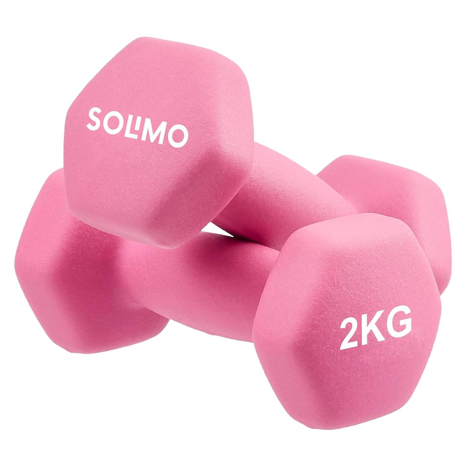 Amazon Brand - Solimo Neoprene Dumbbell 2 kg, Set of 2 (Light Pink)