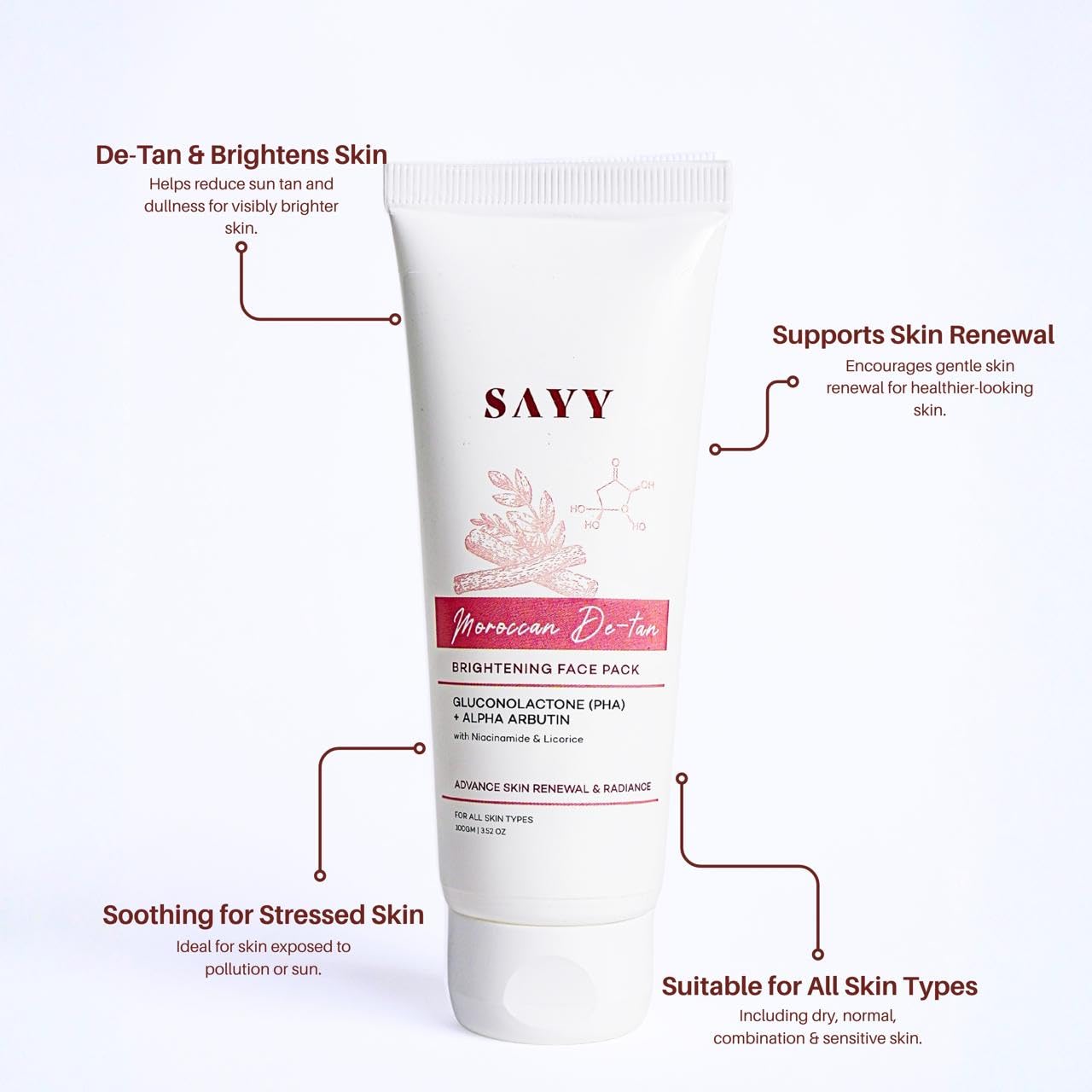 SAYY Moroccan DeTan Brightening Face Pack for Advance Skin Renewal Radiance Clay Mask (1)