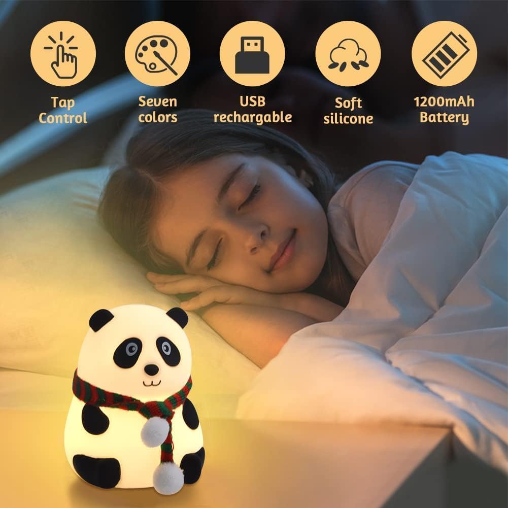 One94Store Rechargeable Silicone Panda Night Light for Kids | 7-Color LED Changing Lamp |Adorable Room Decor & Gift for Toddlers, Teens, & Valentine's Day Present|Soft BPA-Free Nightlight| Multicolour image 5