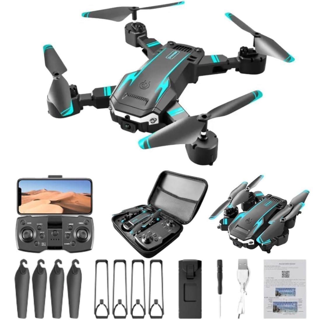 Drone with 4k Camera Foldable 1080P HD Drone with FPV Live Video, Smart Gestures Selfie, Altitude Hold, One Key Take Off/Landing, 3D Flips for Kids and Adults. (J2)