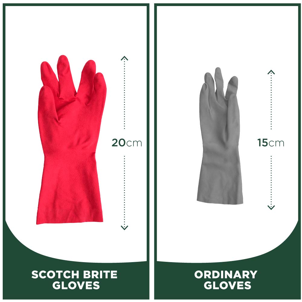 Scotch-Brite Rubber Heavy Duty Hand gloves for Dishwashing, gardening, kitchen cleaning ( Inner cotton lining for comfort), 1 Pair image 4