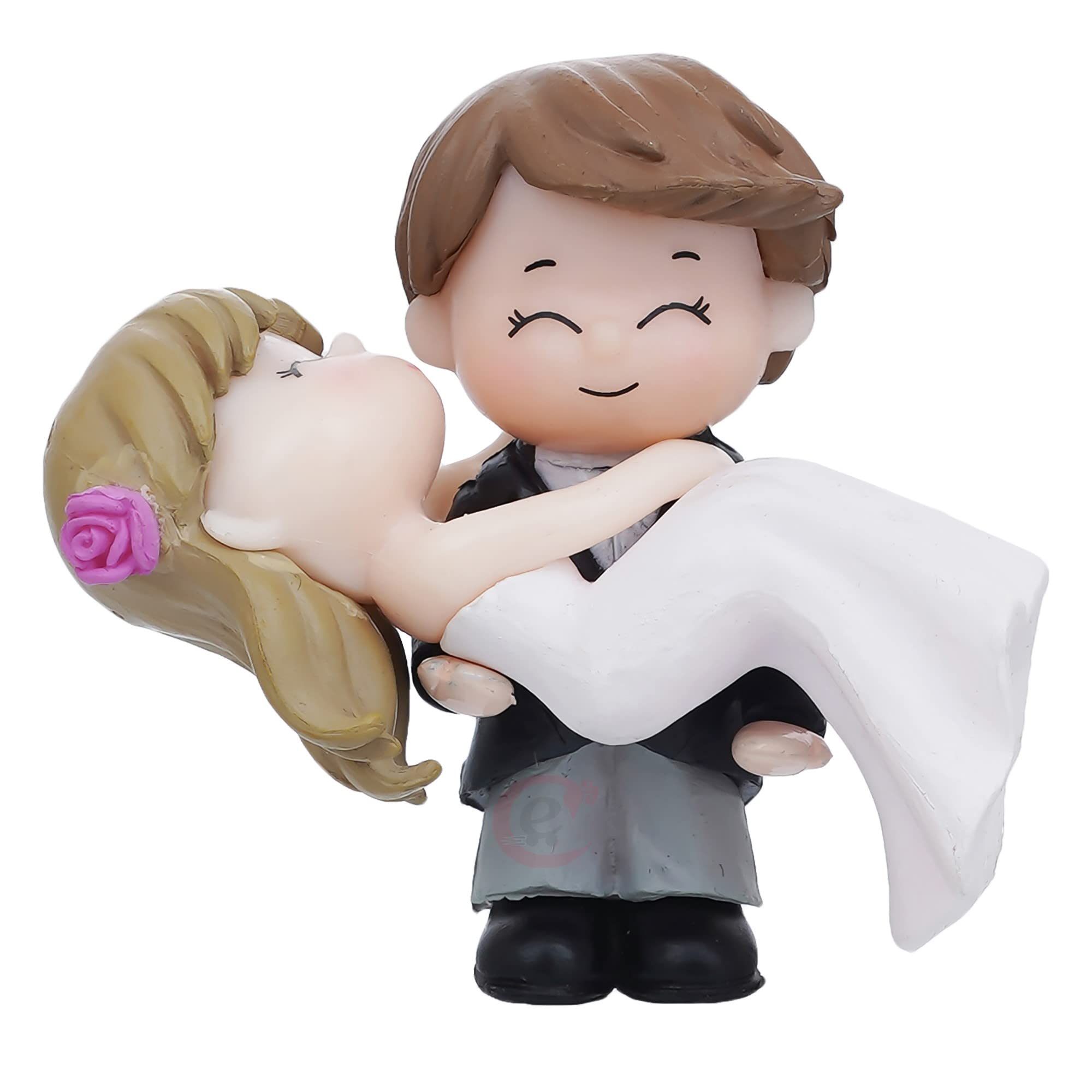 eCraftIndia Plastic Bride Kissing Groom Romantic Couple Statue Decorative Showpiece Valentine Gift for Girlfriend Boyfriend Husband Wife Her Him | Valentines Day Gift | Valentine Day Decoration Items image 3