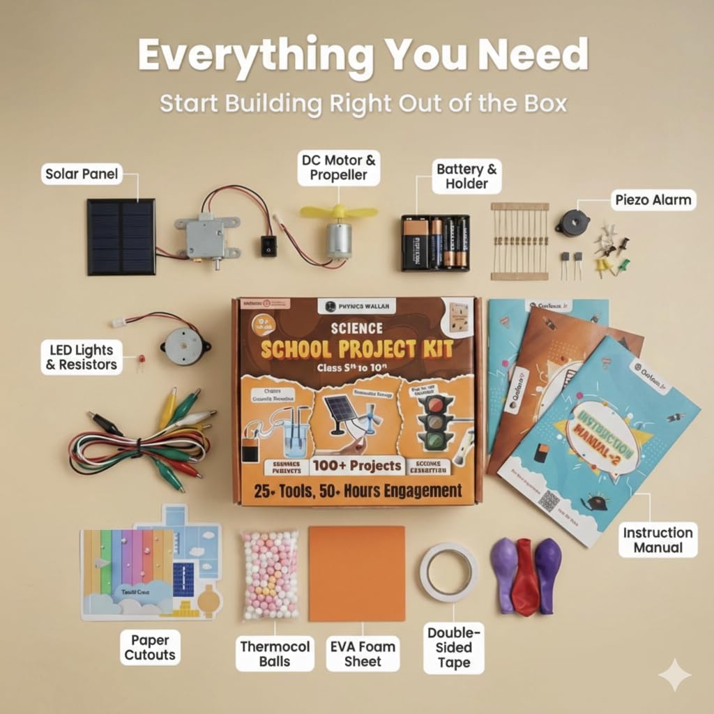 Physics Wallah School Science Project Kit Working Model & Experiment Kit for Kids 8-14 | Electronic Toys for Boys 7-14 Years with Solar Panel, Windmill & 100+ Electric Circuits (Class 5th-10th) image 3