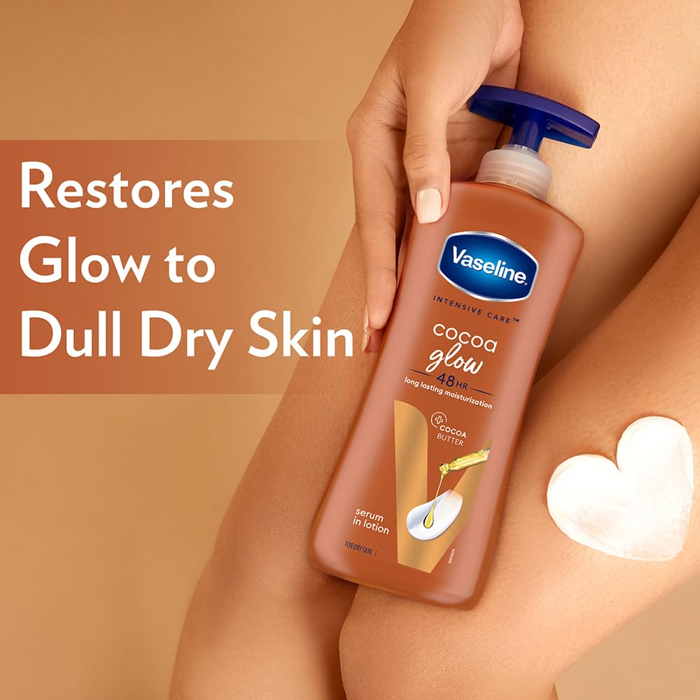 Vaseline Cocoa Glow Serum In Lotion, 600 ml | 100% Pure Cocoa & Shea Butter for Glowing & Soft Skin image 4