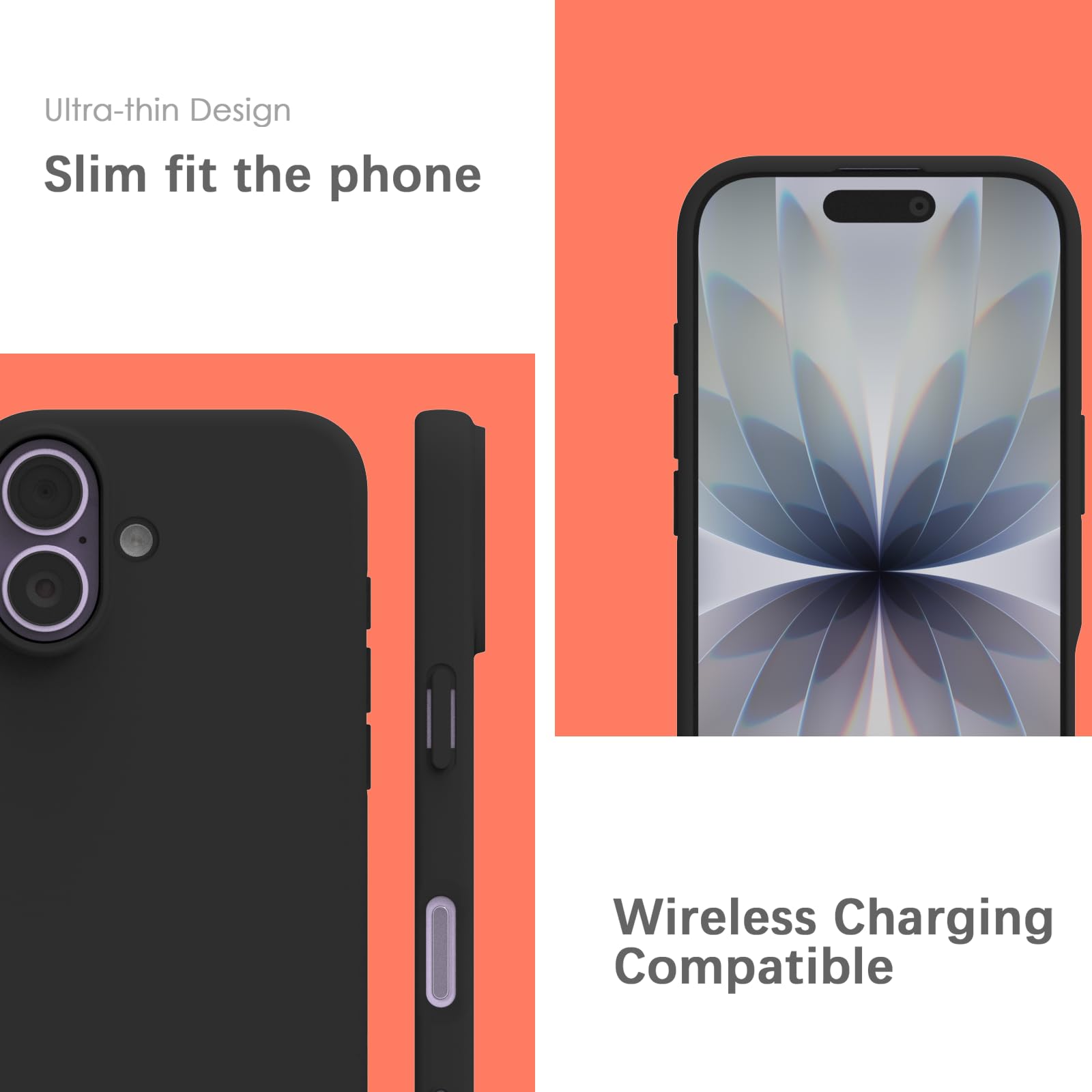 YATWIN Silicone Case for iPhone 17, Soft-Touch, Shockproof, DustProof, Antiskid Phone Cover for Apple iPhone 17 - Black image 5