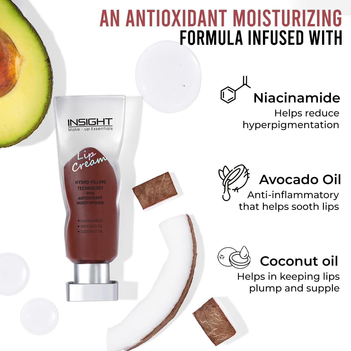 INSIGHT Lip Cream - Athena | Long Lasting | Easy to Wear | Non-Sticky & Transferproof | Liquid Matte Formula | 16 Hr Wear | Infused with Avocado, Coconut Oil & Niacinamide - 5g image 4