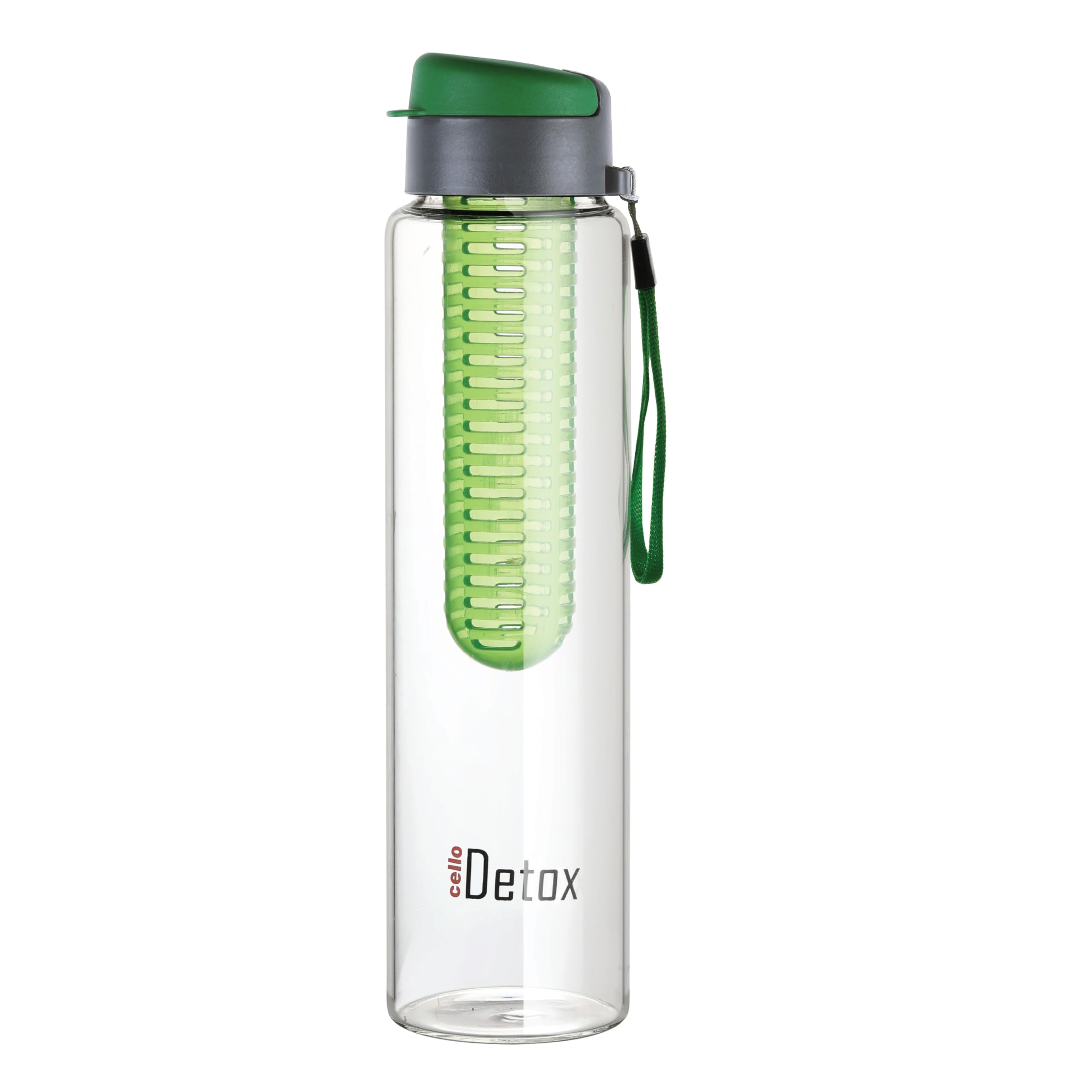 CELLO Fruit Infuser Glass Water Bottle for Office & Daily Use 750 ml Green | Durable & Stylish, Freezable & Fridge Safe, Leakproof Wide Mouth Leadfree Toughened Glass Water Bottle For Kitchen & Travel image 2