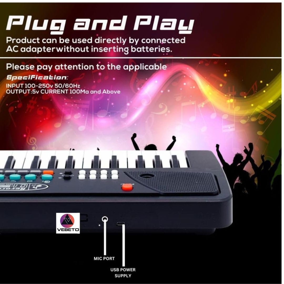Kids Piano Keyboard with Mic (1 Year Warranty) 37 Keys 8 Rhythms 8 Tones 6 Demos Portable Electronic Keyboard Toy Beginners Educational Songs Recording Musical Toys 2 3 4 5 Years Boys Girls image 5