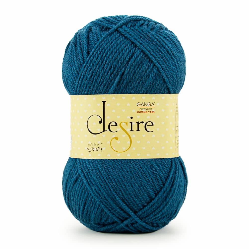Ganga Acrowools Acrylic Desire Hand Knitting and Crochet Yarn. Pack of 1 Ball - 100Gms. Shade No - Dsr007, White image 2