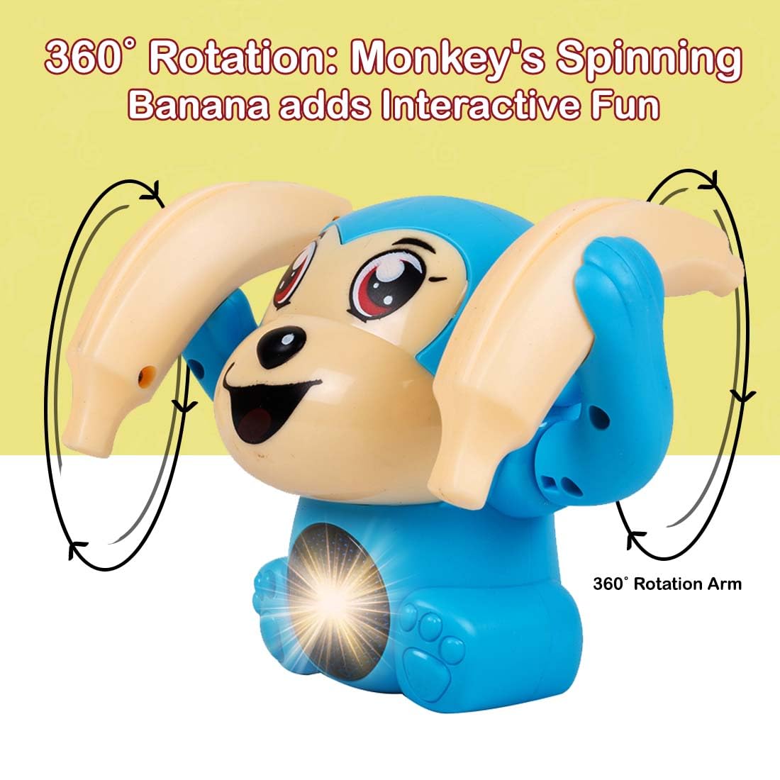 Gooyo GY-2029 Voice Control Banana Dancing Monkey Toy | Spinning, Rolling and Tumbling Toy for Kids with Bright LED Lights & Sound Effects | Blue | 3xAAA Battery (Not Included) image 5
