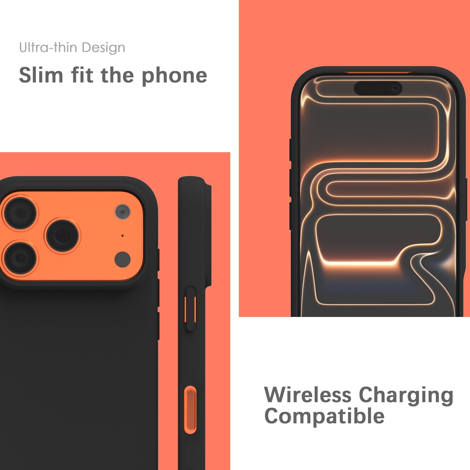 YATWIN Silicone Case for iPhone 17 Pro, Soft-Touch, Shockproof, DustProof, Antiskid Phone Cover for Apple iPhone 17 Pro - Black image 5