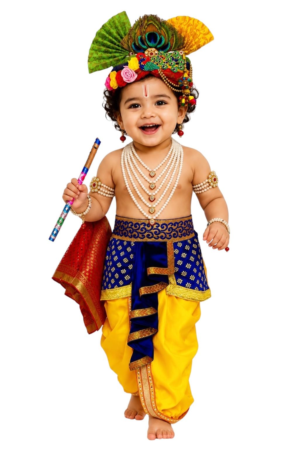 BLU VAPOUR Krishna dress for Kids, krishna dress for baby boy, kanha dress for kids, krishna costume for baby boy,krishna costume for Janmashtami,3month to 7 years, Blue, Red & Yellow