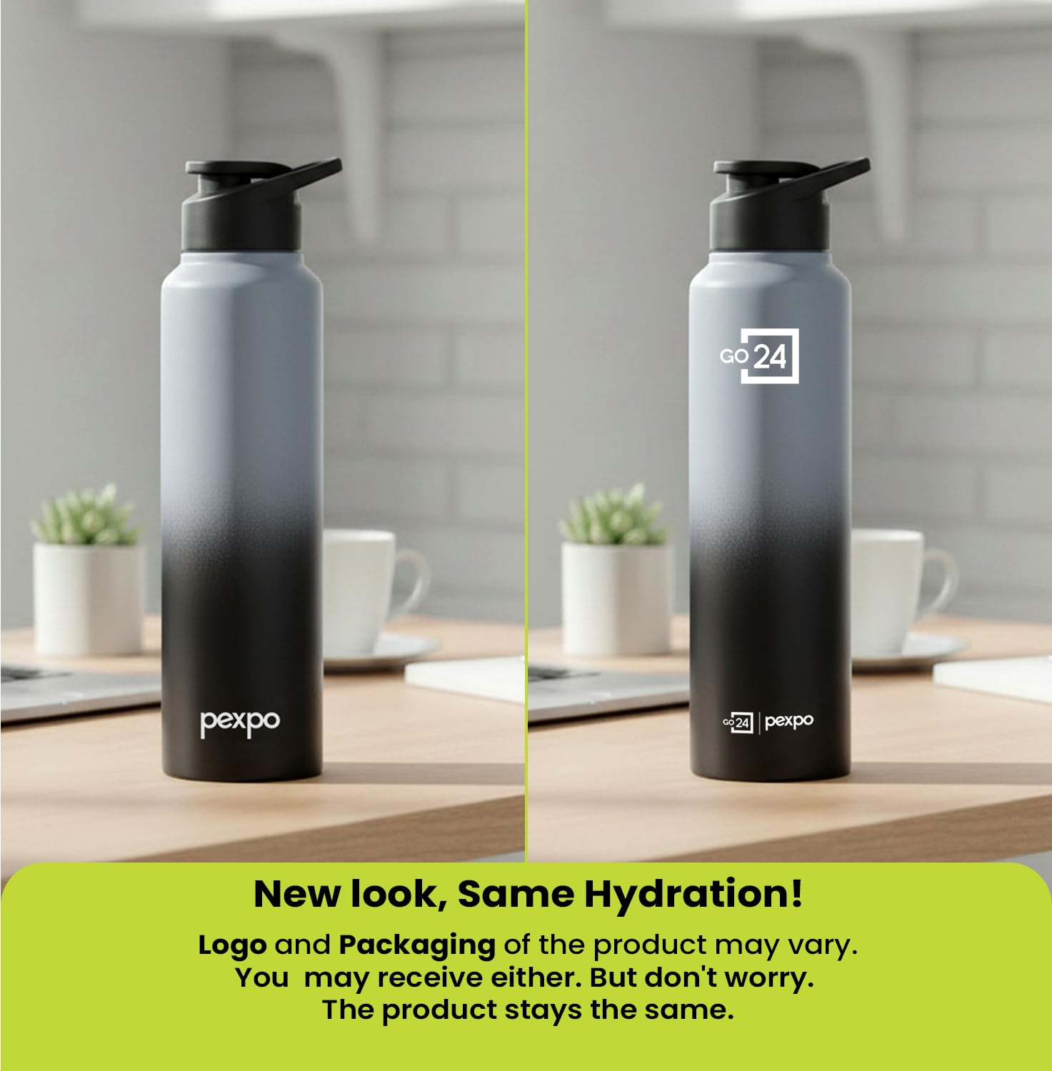 PEXPO Water Bottle 1 ltr Stainless Steel Sports/Fridge Bottle with Sipper Cap | Single Wall | For Home, Office, Gym, Travelling | Lightweight | BPA Free | Craft Pro 950ml | Grey-Knight Black Ombre image 2