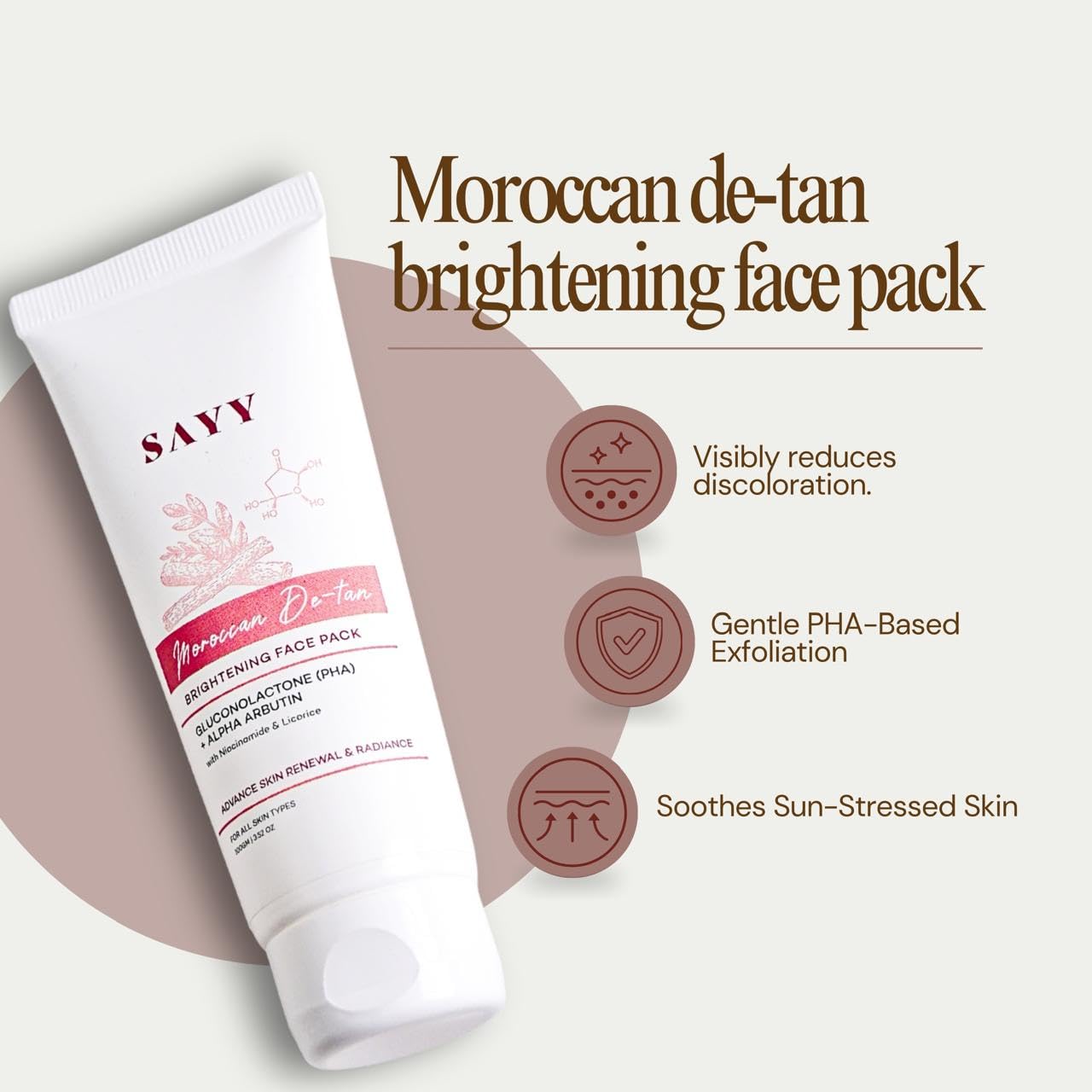 SAYY Moroccan DeTan Brightening Face Pack for Advance Skin Renewal Radiance Clay Mask (1) image 2