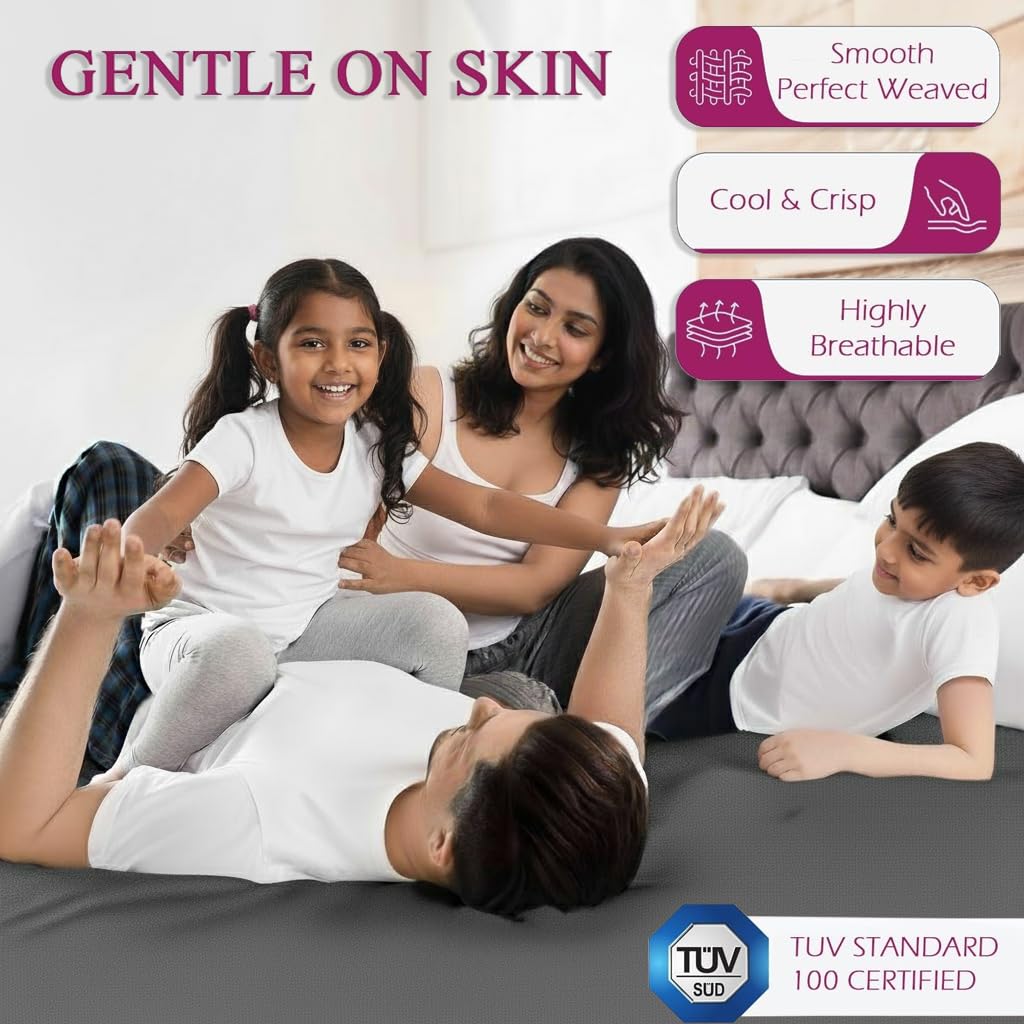 Trance 100% Waterproof Premium Cotton Feel Mattress Protector King Size 78x72 Inches | Breathable and Hypoallergenic Ultra Soft Fitted Bed Protector Cover (78