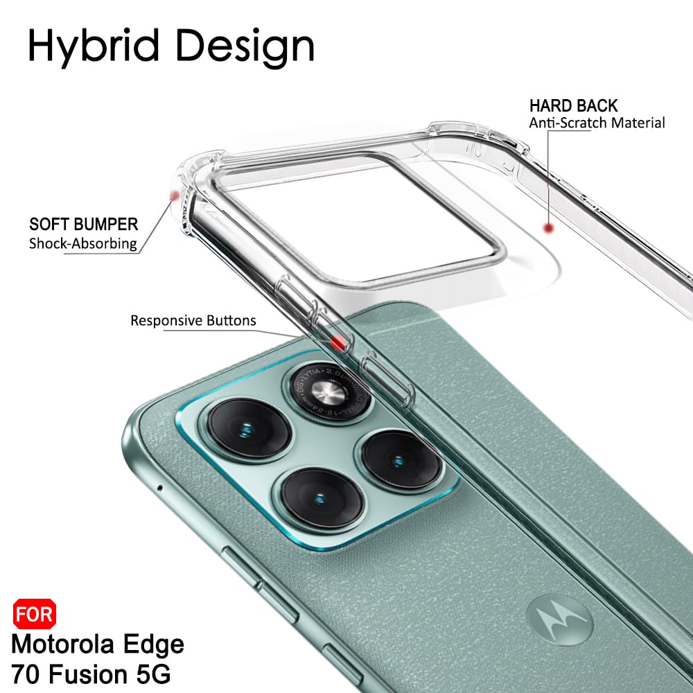 TheGiftKart Crystal Clear Back Cover Case for Motorola Moto Edge 70 Fusion 5G | 360 Degree Protection | Shock Proof Design | Transparent Back Case Cover (PC & TPU, Transparent Bumper) image 5
