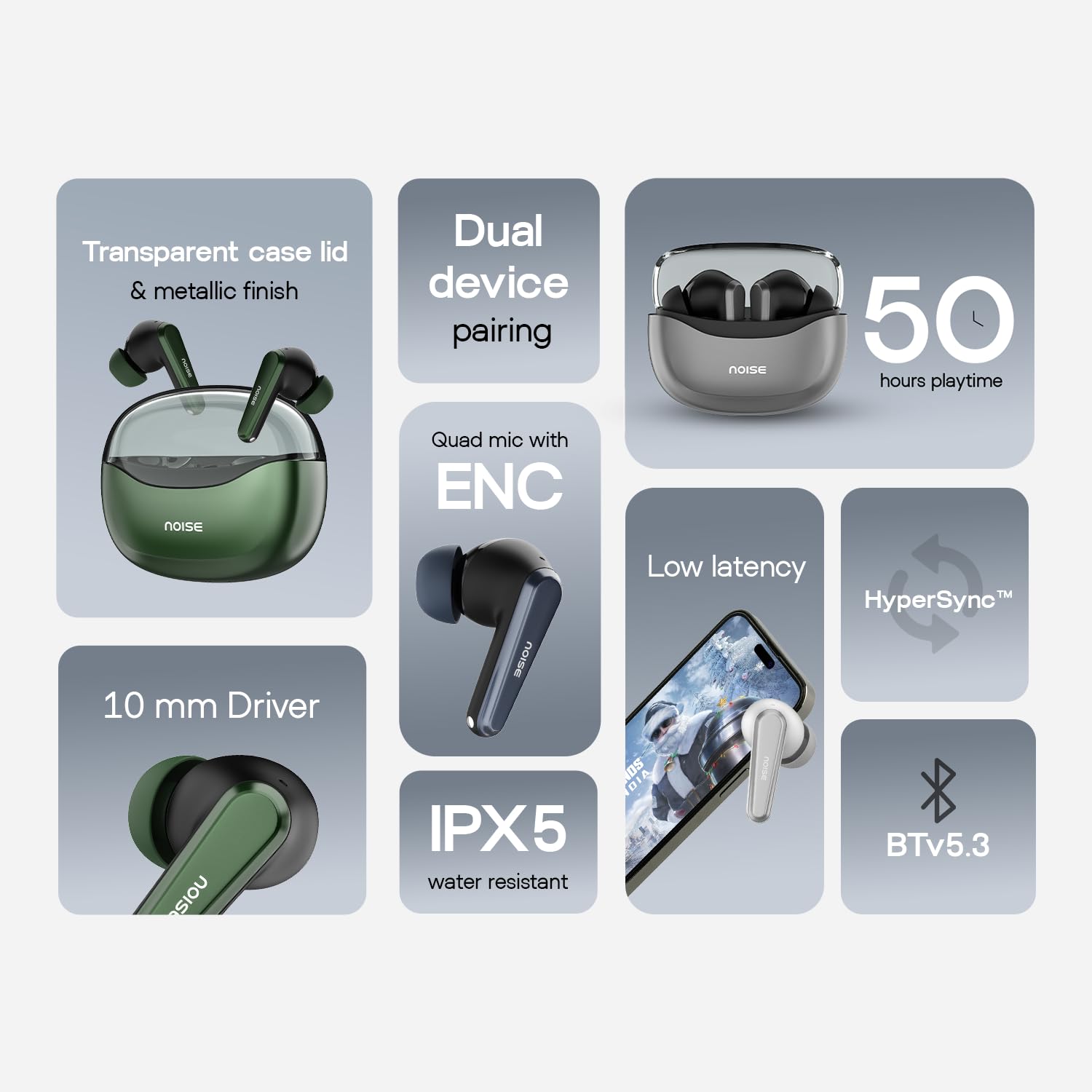Noise Newly Launched Buds VS601 in Ear Truly Wireless Earbuds with 50H of Playtime, Transparent Case Lid, Quad Mic ENC, Dual Device Pairing, 10Mm Driver, BT V5.3 (Copper Brown) image 2