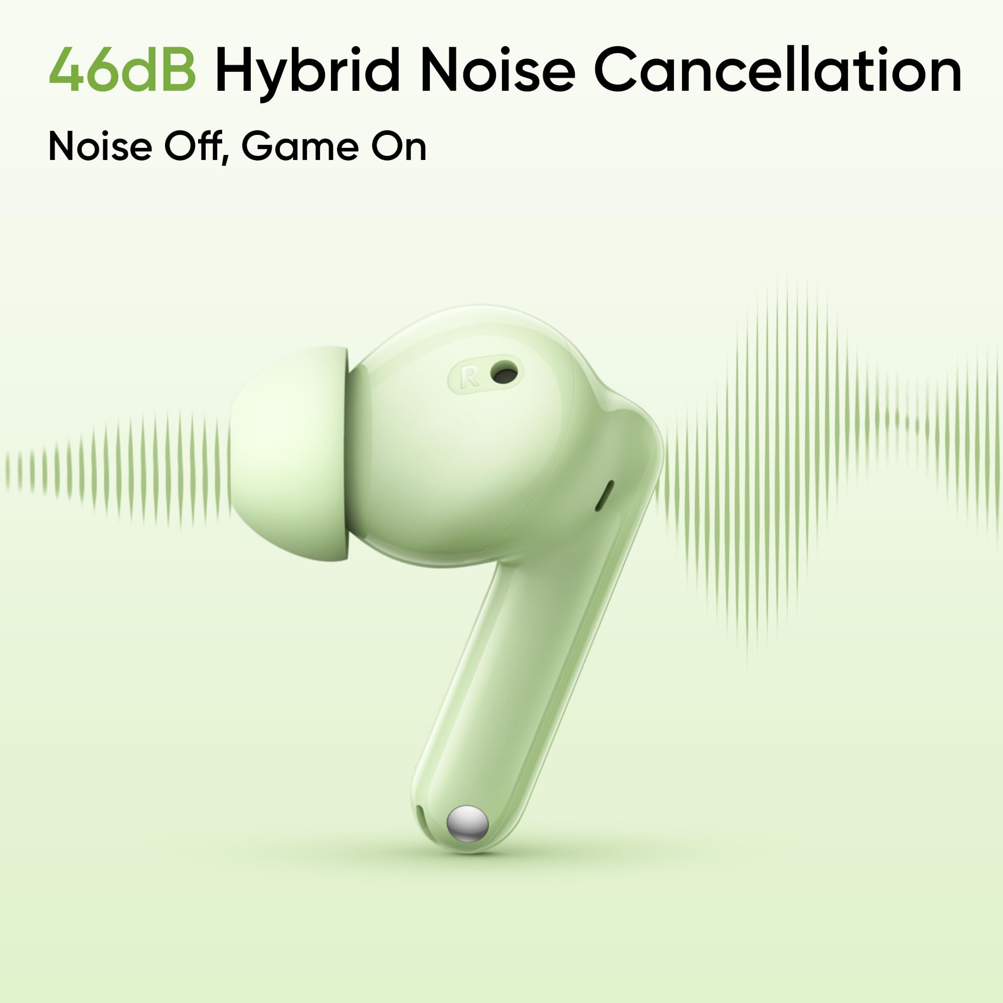 realme Buds N1 True Wireless in-Ear Earbuds with 46dB Hybrid ANC, 360° Spatial Audio, 12.4mm Dynamic Bass Driver, Upto 40Hrs Battery and Fast Charging (Energizing Green) image 3