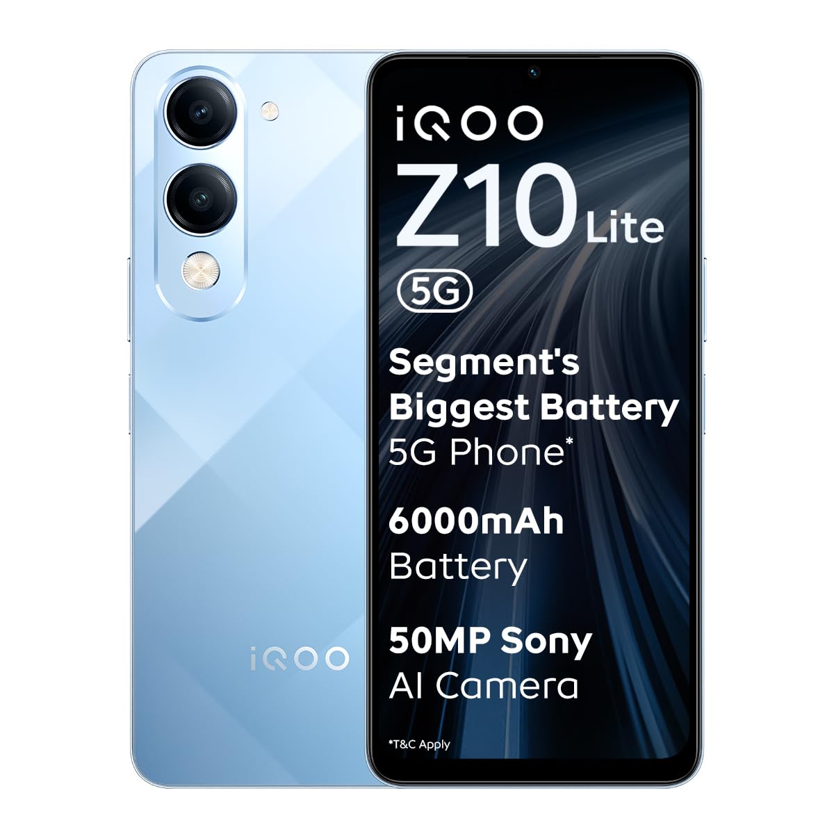 iQOO Z10 Lite 5G (Titanium Blue, 6GB RAM, 128GB Storage) | 6000 mAh Battery | Dimensity 6300 5G Processor with 433K+* AnTuTu Score | IP64 Rated & Military Grade Shock-Resistance*