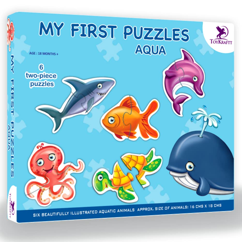 TOYKRAFTT Chunky Infant Floor Puzzle Toy, 2 Piece Puzzles, Puzzles for Kids Age of 2-3 Years, Educational Toys, My First Aquatic Animal Puzzle