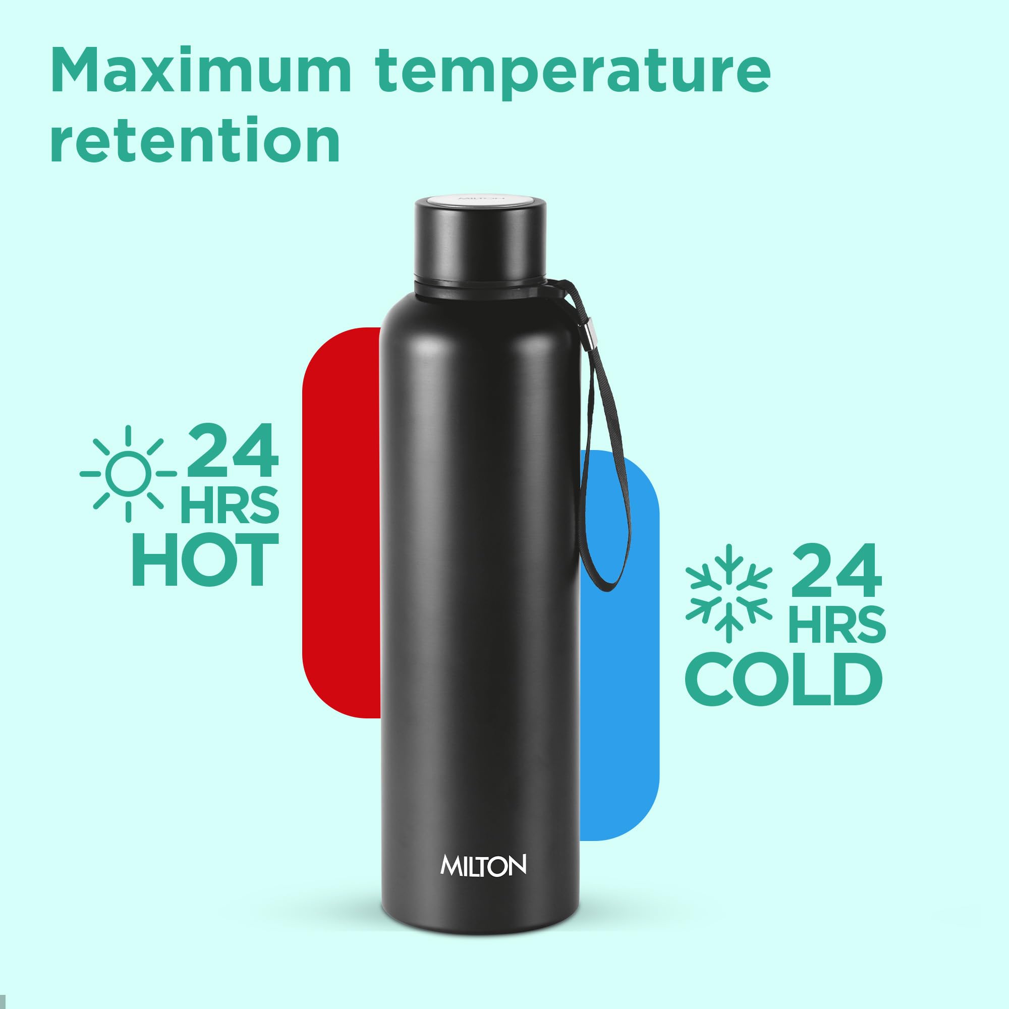 Milton Aura 1000 Thermosteel Water Bottle, 24 Hr Hot and Cold I Leak Proof Lid, ISI Certified I Vacuum Insulated I for Office, Gym, School I Black image 4