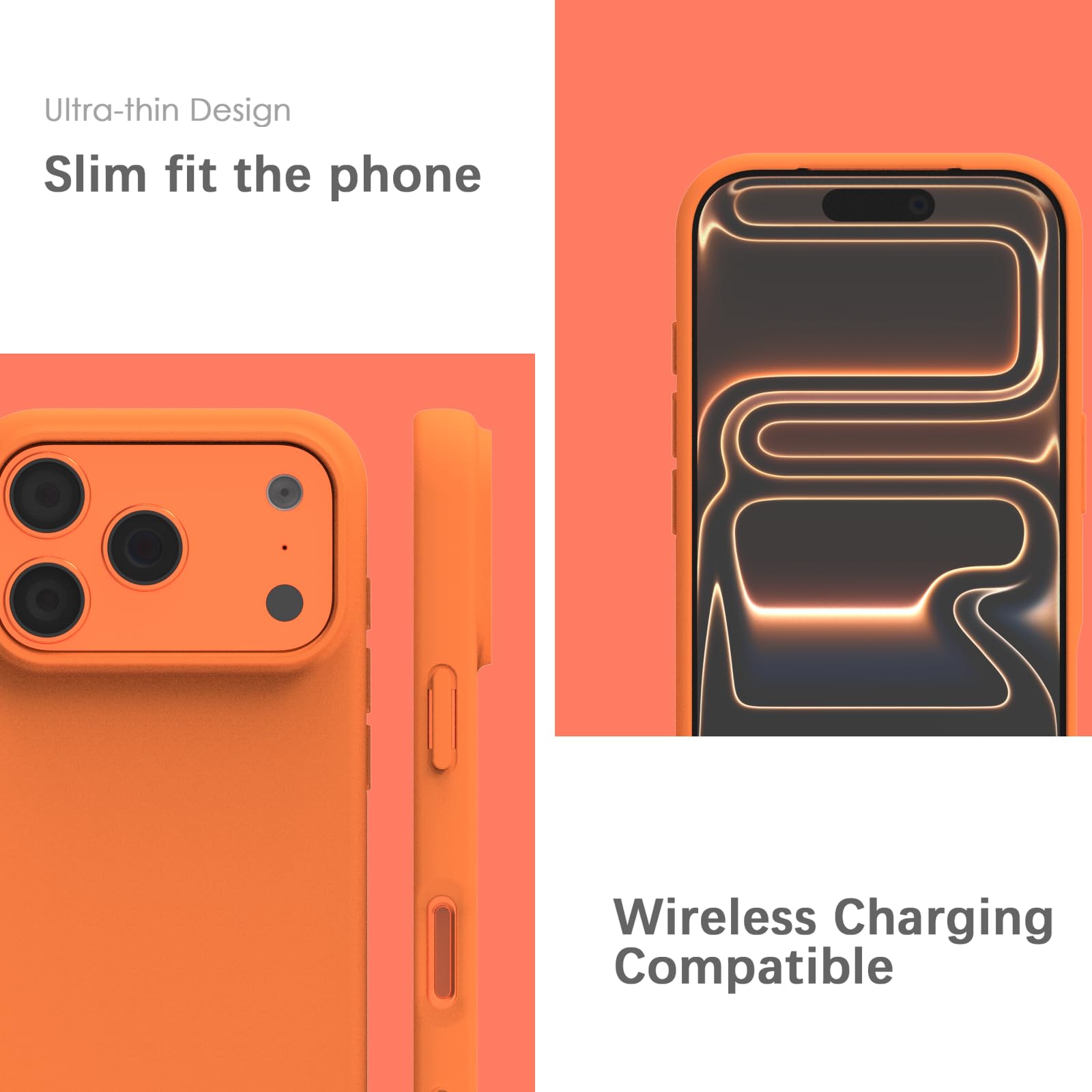 YATWIN Silicone Case for iPhone 17 Pro Max, Soft-Touch, Shockproof, DustProof, Antiskid Phone Cover for Apple iPhone 17 Pro Max - Orange image 5