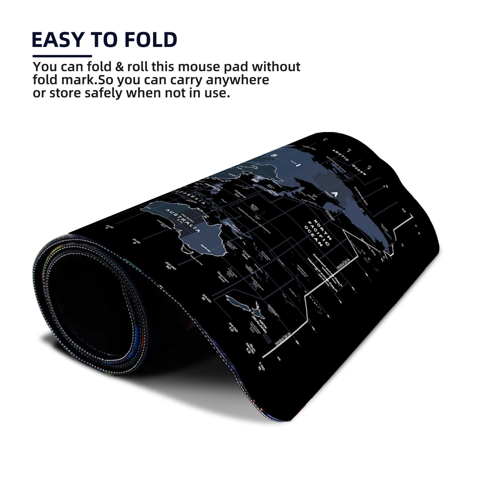 STRIFF World Map Extended Size (800 mm x 300 mm x 2 mm) Gaming Mouse Pad| Desk Mat | Stitched Edges| Non-Slip Rubber Base|Computer Laptop|Keyboard Mouse Pad for Office & Home (World Map) image 4