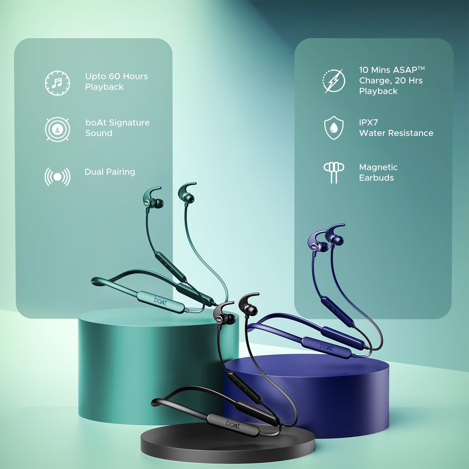 boAt Rockerz 255 Pro+, 60H Battery, Fast Charge, IPX7, Dual Pair,Low Latency,Magnetic Buds, Stream Ad Free Music via App Support, in Ear Bluetooth Neckband, Wireless with Mic Earphones (Active Black) image 3