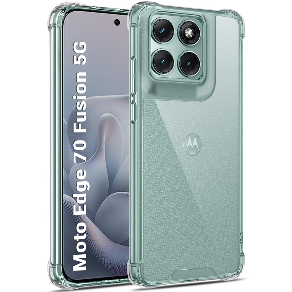 TheGiftKart Crystal Clear Back Cover Case for Motorola Moto Edge 70 Fusion 5G | 360 Degree Protection | Shock Proof Design | Transparent Back Case Cover (PC & TPU, Transparent Bumper)