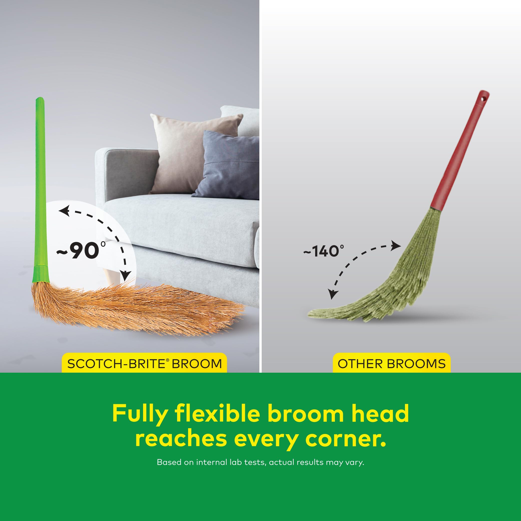 Scotch-Brite No-Dust Broom with Long Handle | Flat Fiber Jhadu for Fine Dust & Hair | Reaches All Corners | Multipurpose Floor, Cobweb & Ceiling Cleaner | No Back Strain image 3