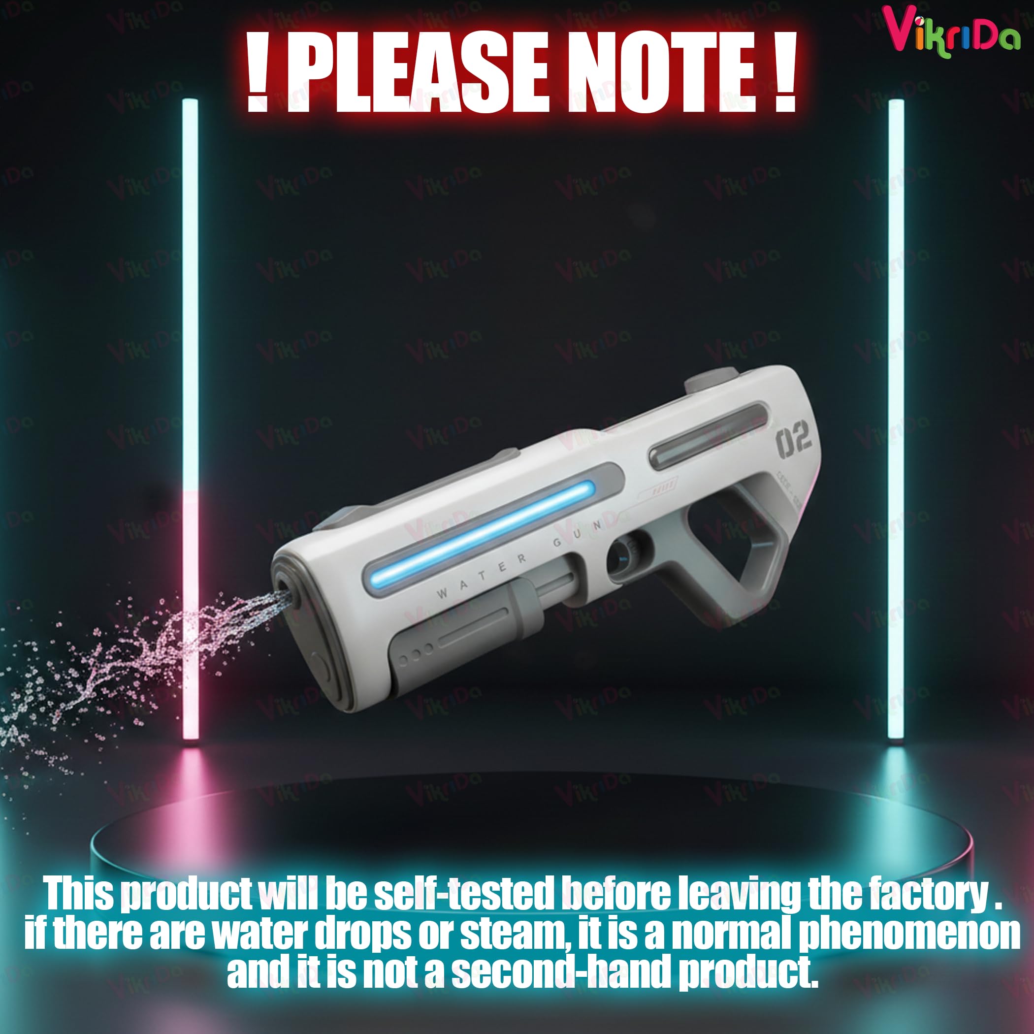 VikriDA 2 in 1 (Manual/Automatic) Electric Water Gun for Holi with Free Extra Rechargeable Battery, Auto Suction - Self Filling, Automatic Water Gun with Lights & 25 FT Range - Multicolor image 2